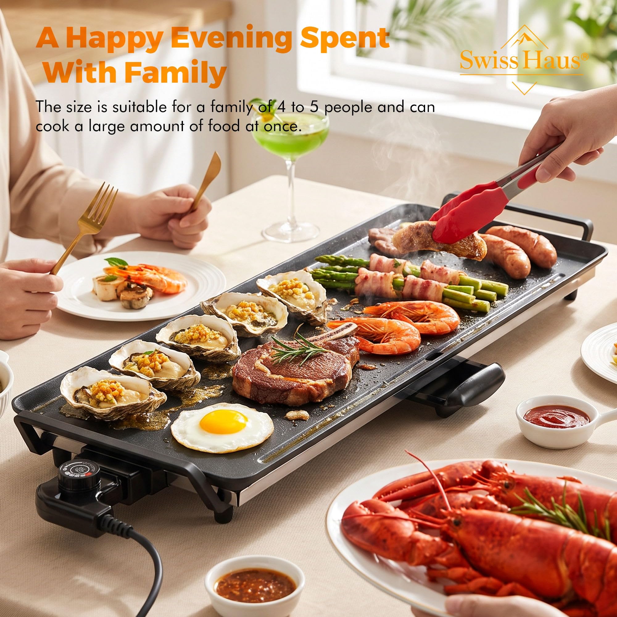 Plaque cuisson électrique Grill 70x23cm 1800W Nero SH-TP70