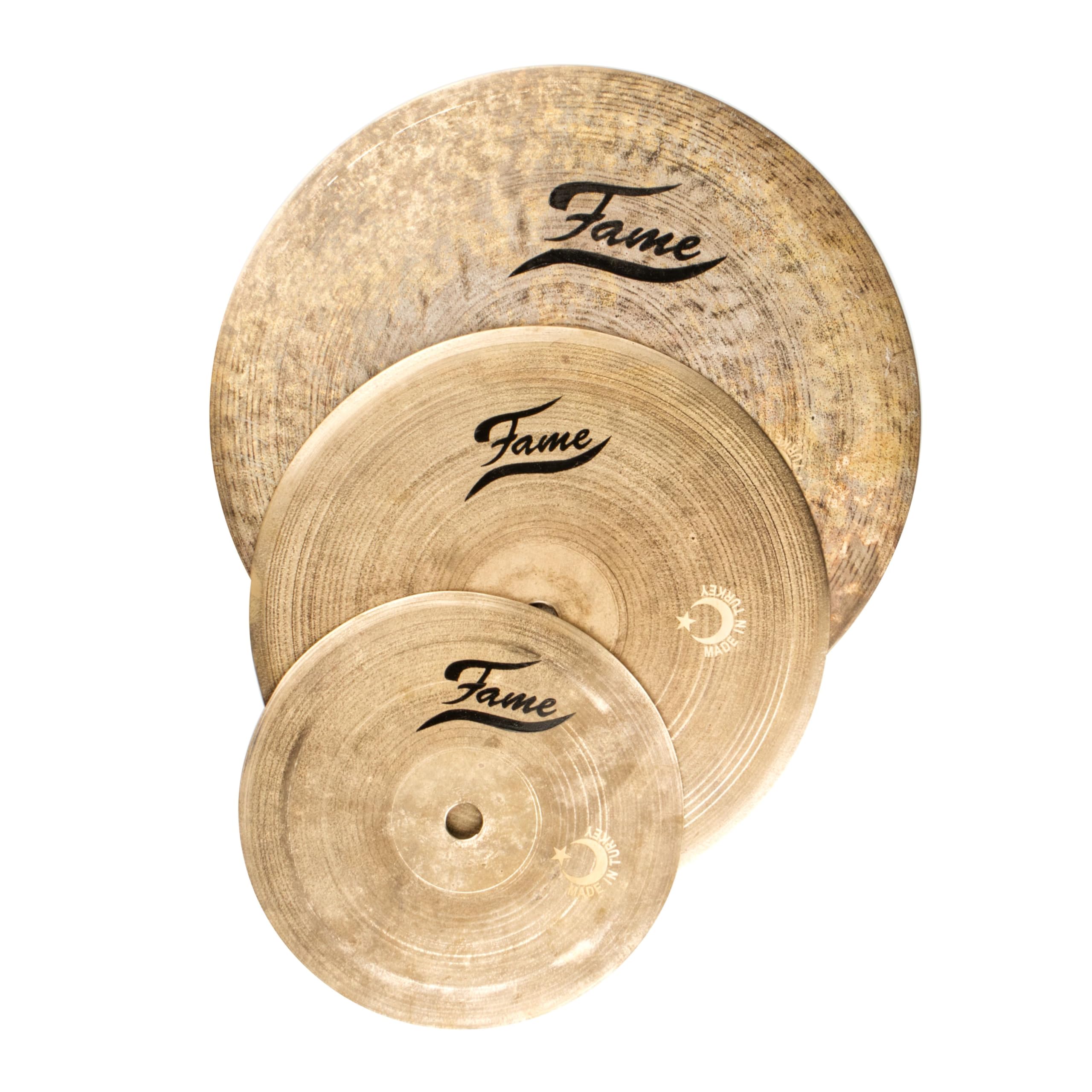 Fame Clapper Smash Stack 10", Handgehämmertes B20 Bronze Becken-Set, Natural Finish, Thin, Moderner Clap-Sound, Soundoptimierung, Einzeln Verwendbar