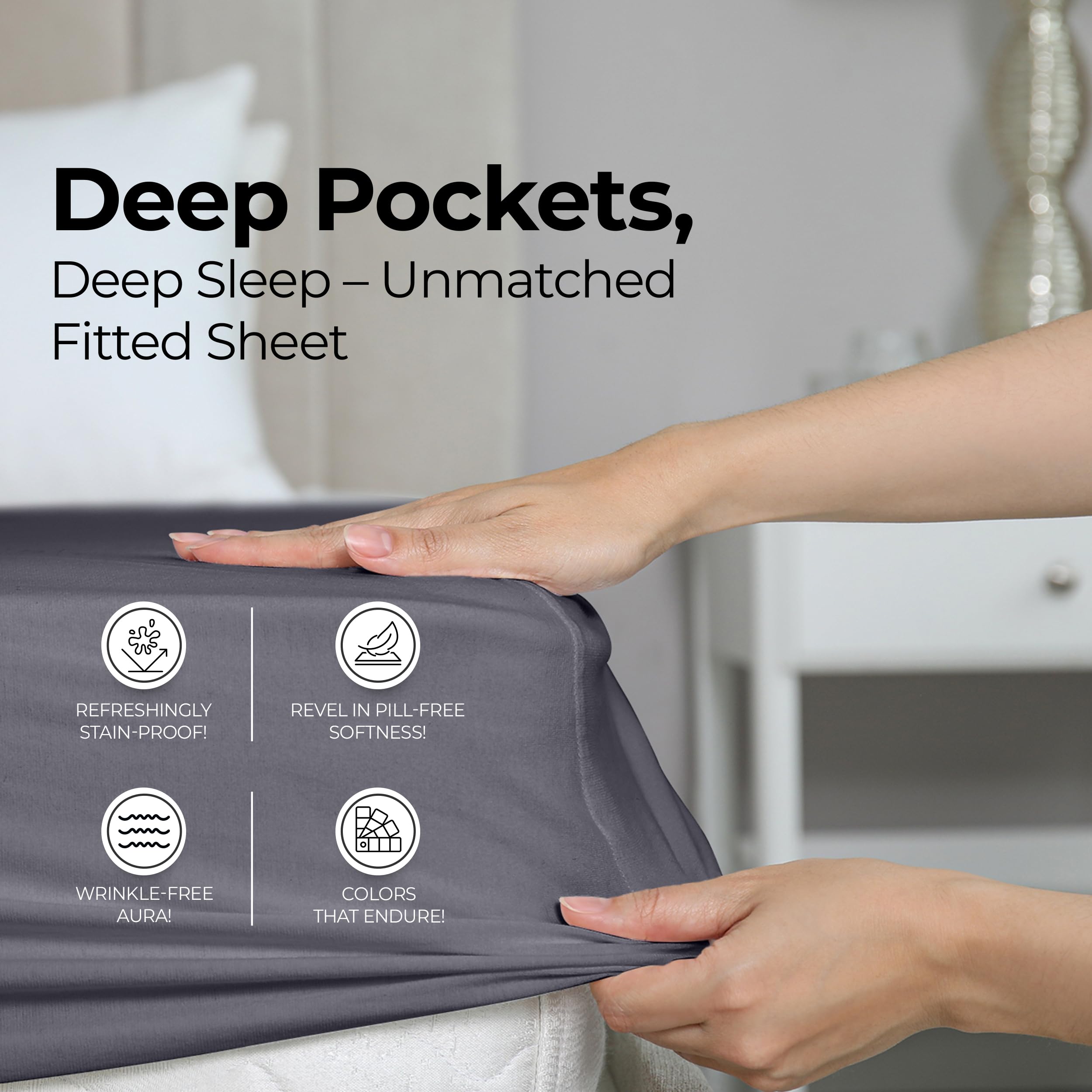 Utopia Bedding Utopia Bedding Full/Double Fitted Sheet - Pack of 2 Bottom Sheets - Soft Brushed Microfiber - Deep Pockets, Shrinkage & Fade Resistant - Easy Care (Full, Grey) in use