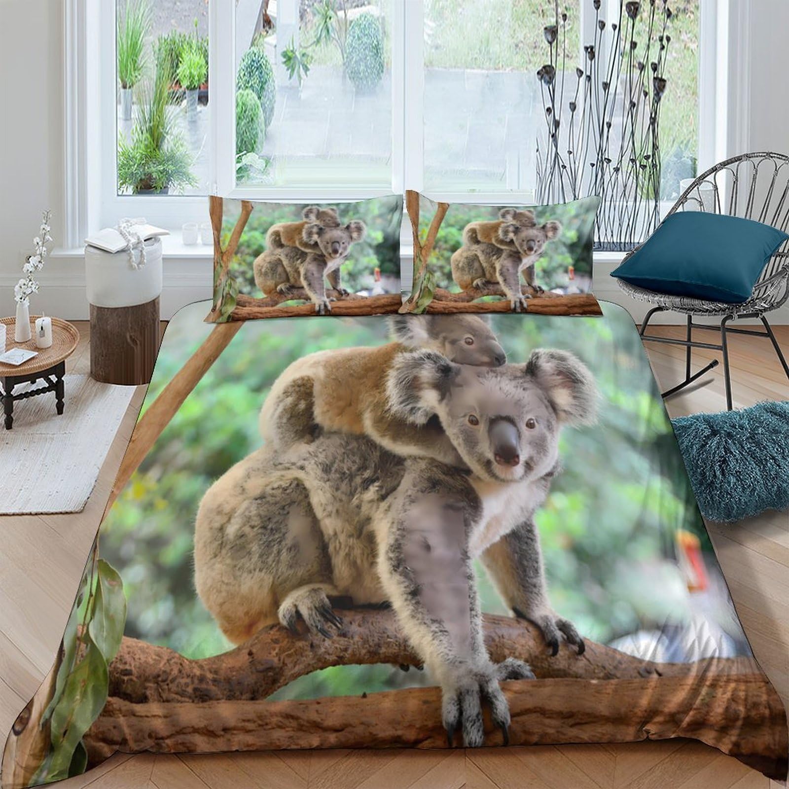 Ctjqhvkz Style-6 3D Printed Koala Tree Fitted Sheet Microfiber Anti-Slip Bed Cover For Bedroom Dorm Decor Machine Washable Single（135X200cm）
