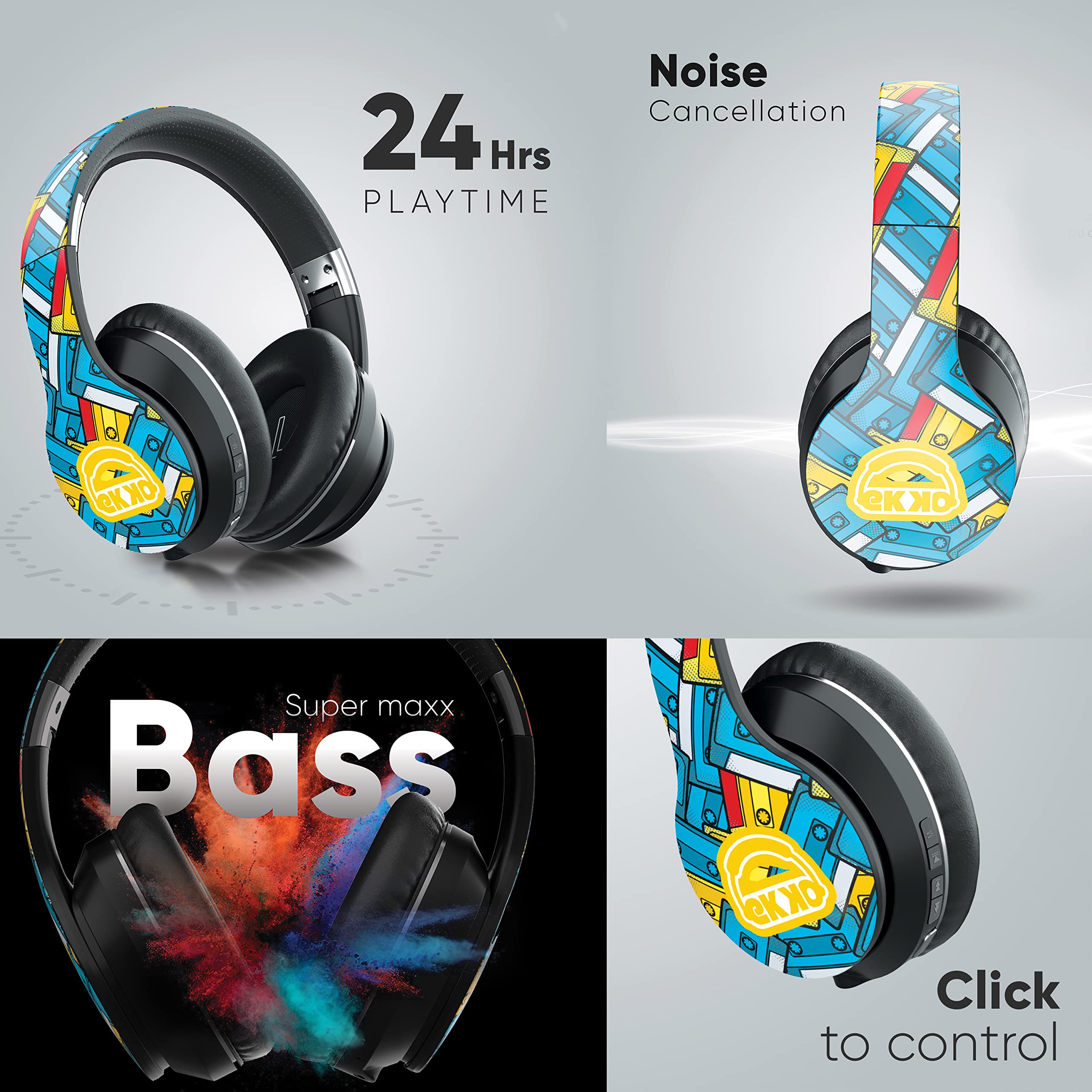 Ekko Skull Alter EGO H02 - Wireless Headphones with ENC Call Noise