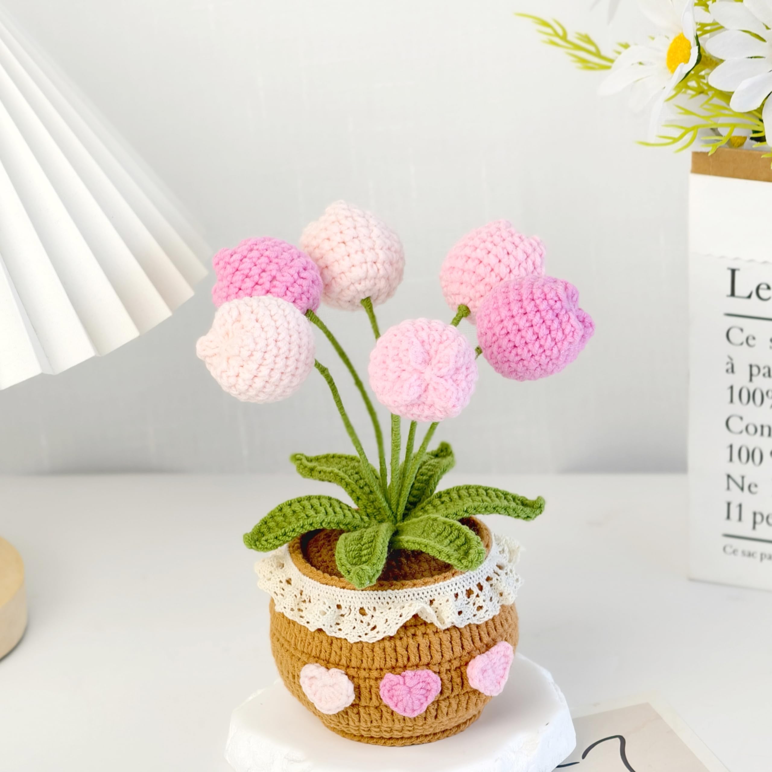 flower様 リクエスト 3点 まとめ商品 JOMODECOR Handmade Crochet Tulip Bouquet Potted Plants, Knitted