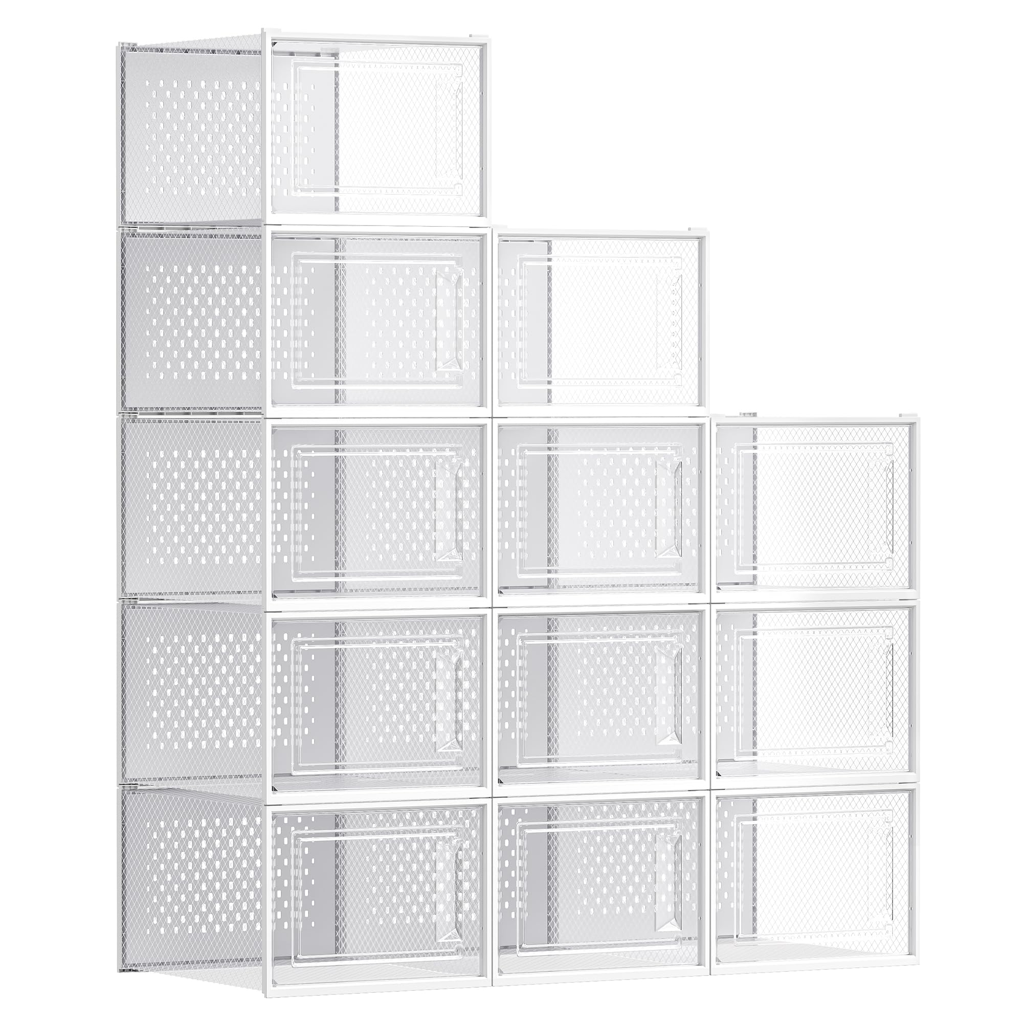 SONGMICS Shoe Boxes, Clear Plastic Sneaker Box, Pack of 12