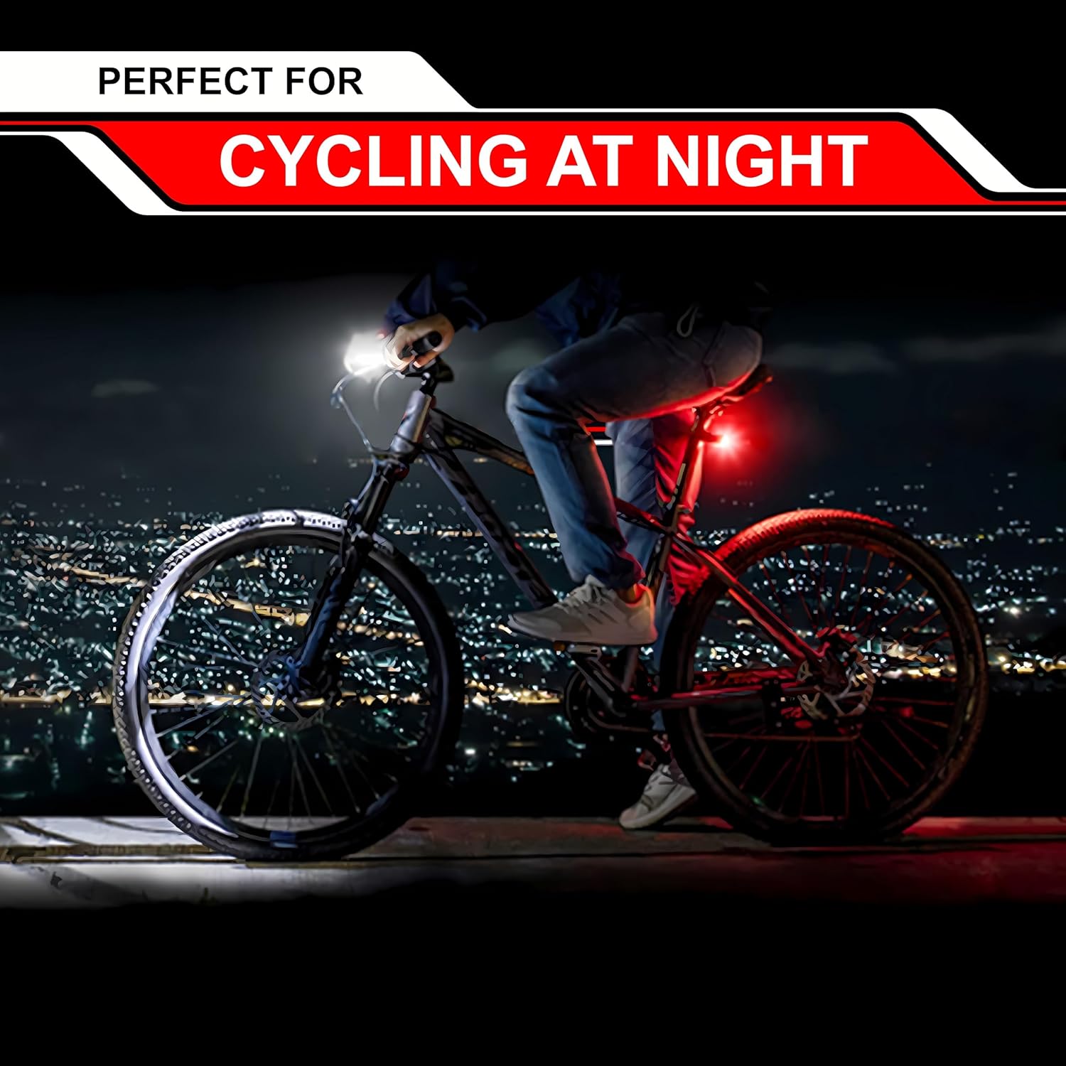 STONEBROOK 1800LM Bike Lights Set, Bicycle Headlight and Tail Light Set, Rechargeable Headlight & 7-Mode Taillight, IP65 Waterproof, Emergency USB Charging,Fahrradlampe for Night Riding