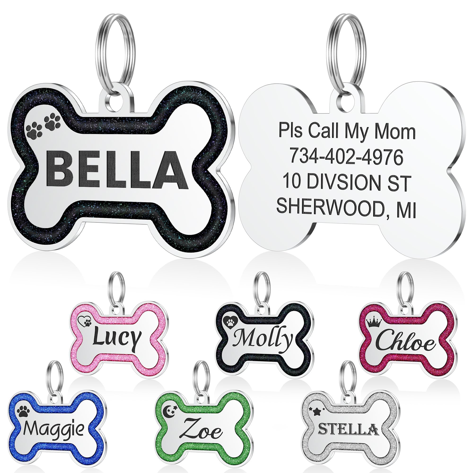 Targhetta Per Cane Personalizzata YEHANTI - Medaglietta In Acciaio Inossidabile Con Incisione Doppia Faccia Per Cani E Gatti (Nero, Grande) - Foto 5