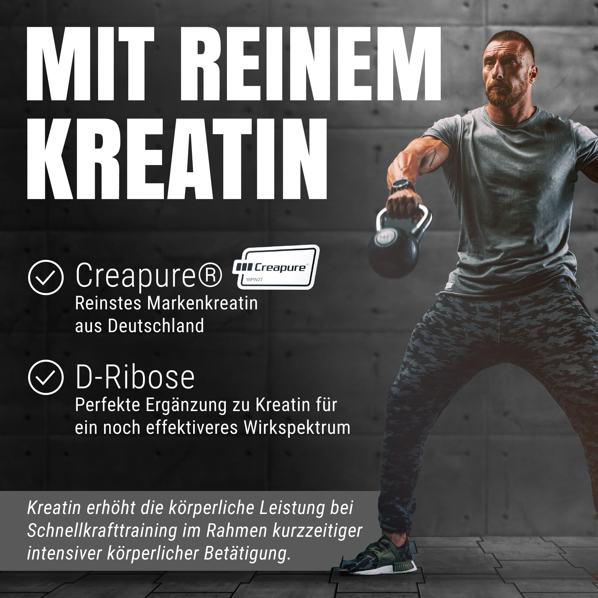 Powerstar Kreasteron 7 All-in-One Supplement 1725g Wildberry - Kraft | 7 hocheffektive Nährstoff-Kombinationen - für Muskelaufbau und Kraftsteigerung - Deutsche Herstellung nach IFS Kreatin