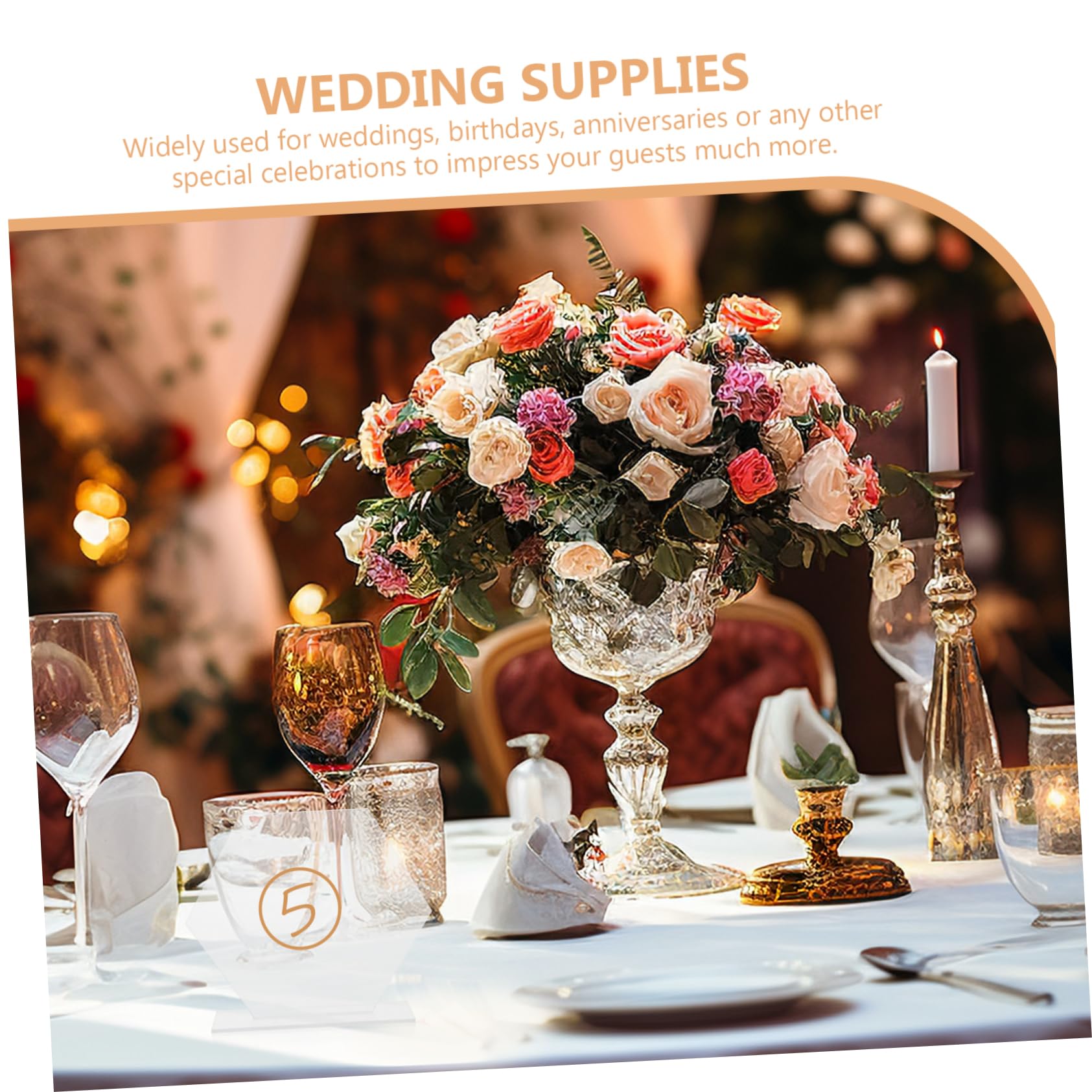 OFFSCH 3pcs Acrylic Table Number Signs Stand Place Cards for Wedding Banquet Party Favor