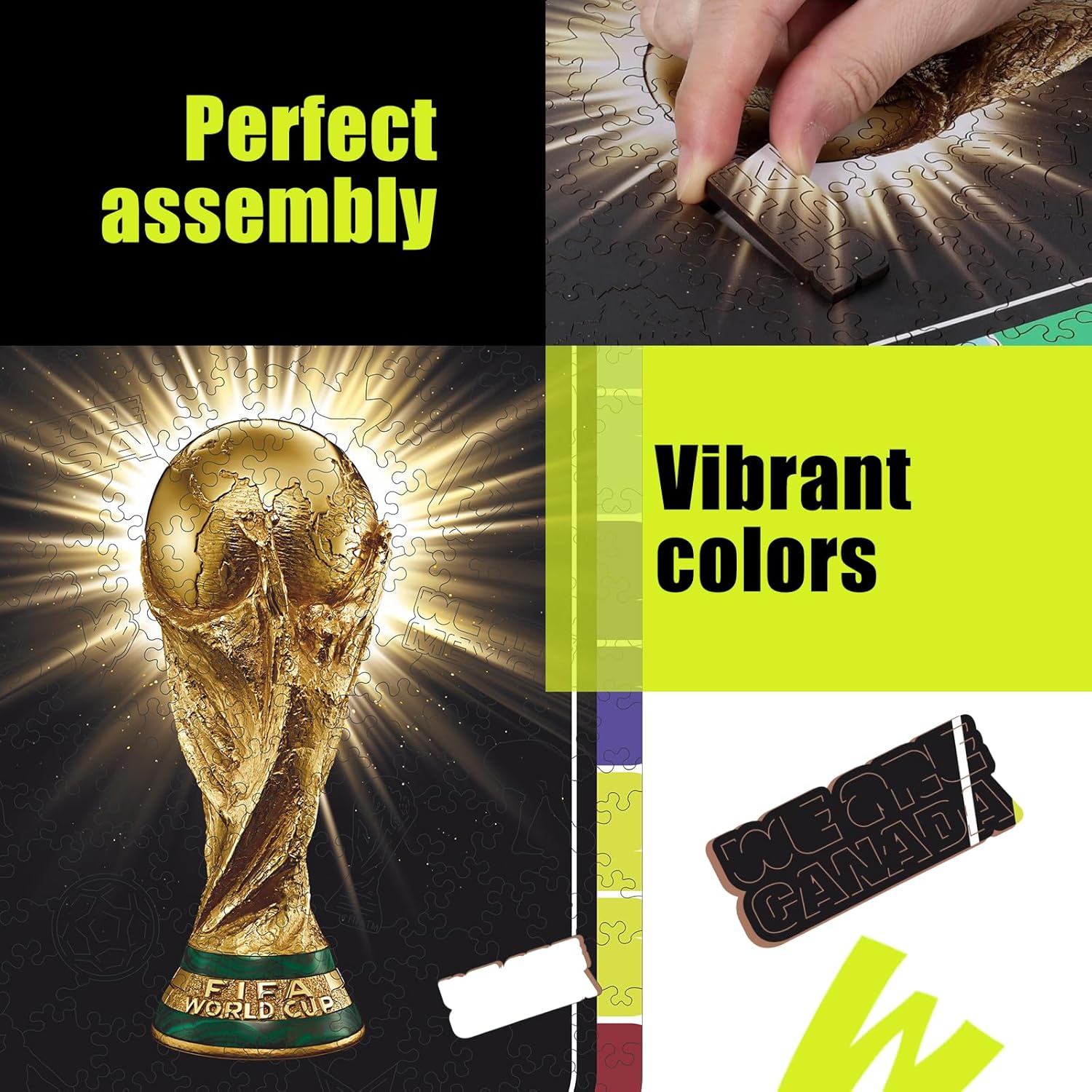 FIFA 2026 World Cup Trophy Wooden Puzzle 5MM Thick Officially Licensed Jigsaw Puzzle 200 Pieces Premium World Cup Memorabilia Collectible Wall Art Gift for Football Fans