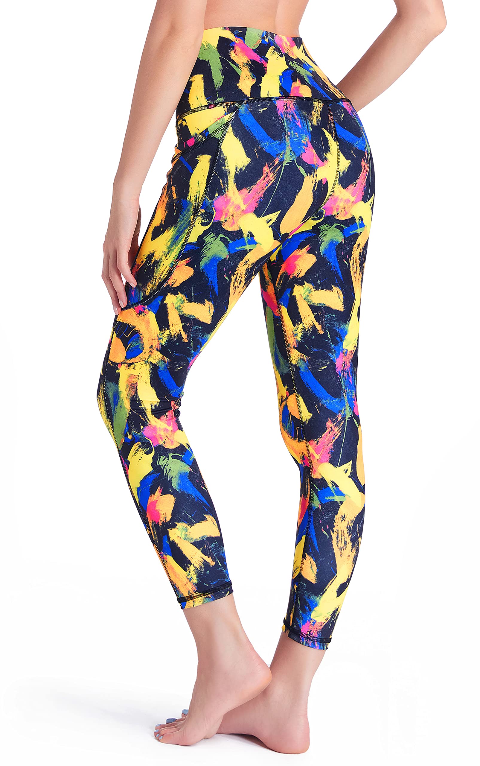 Printed Yoga Pants High Waist Fitness Plus Size Workout Leggings Tommy Control Capris for Women