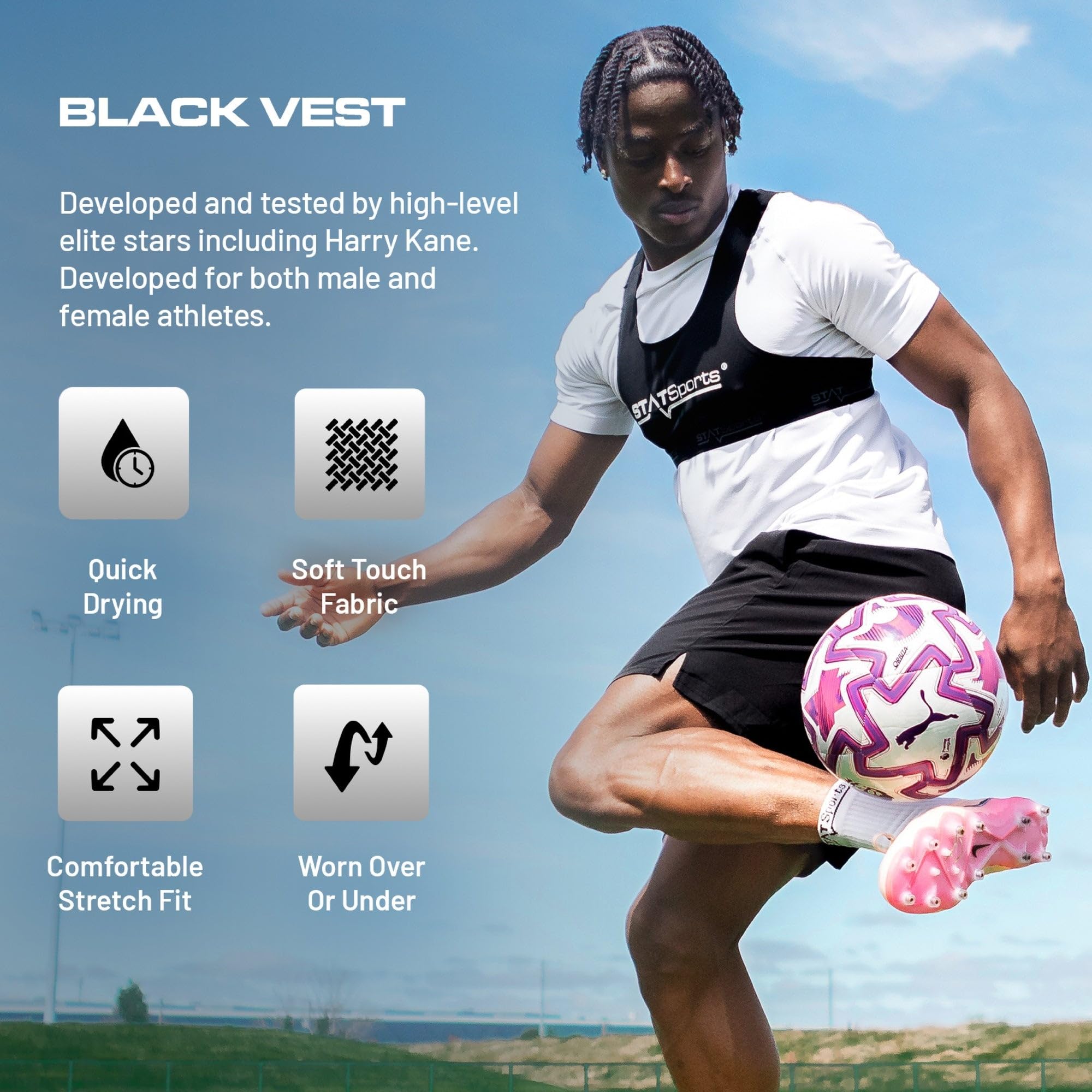 STATSports Chaleco GPS Fútbol (Chaleco Solo – Pod no Incluido) - Solo Chaleco Usado por Jugadores de élite – Tejido Ligero con Bolsillo Apex GPS Pod