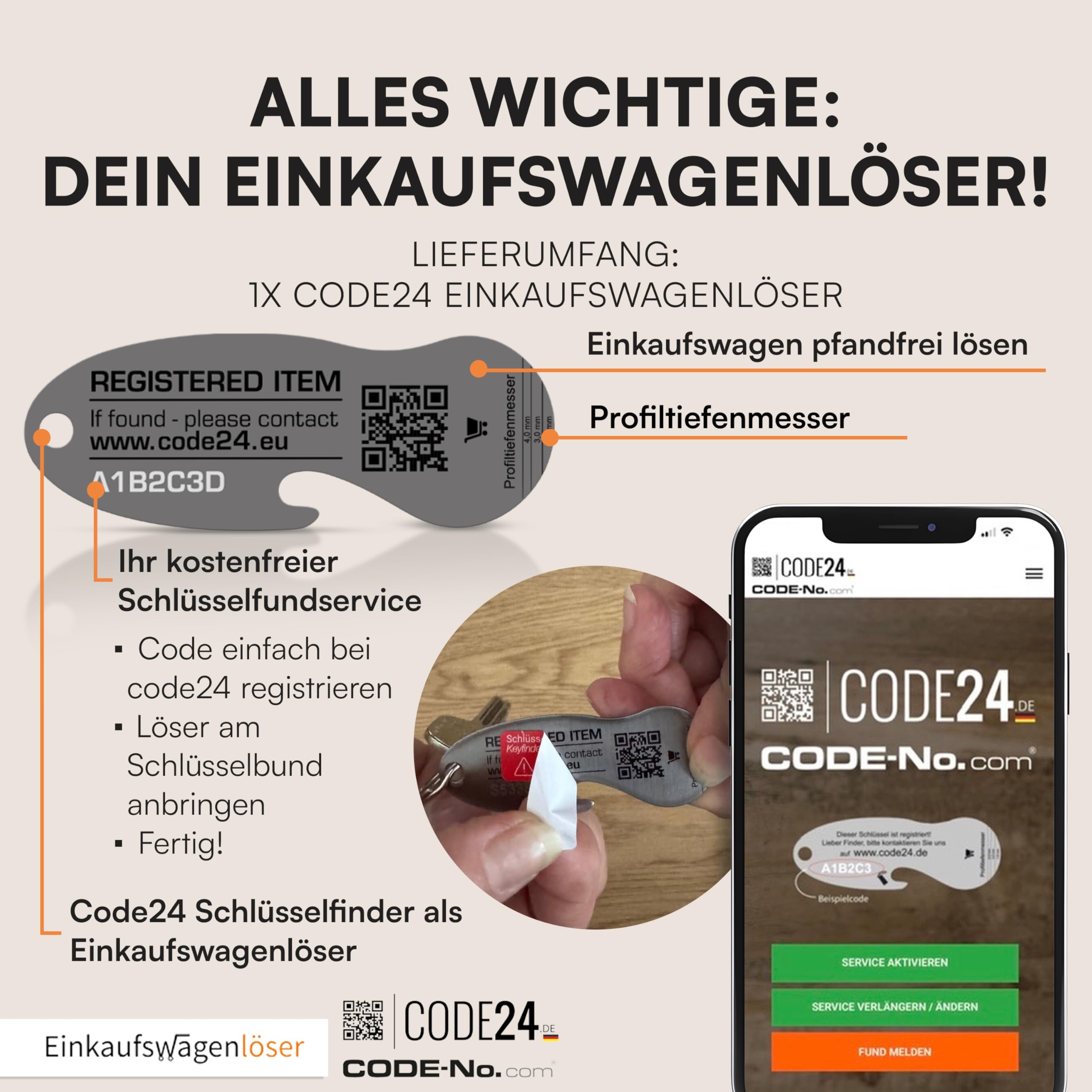 Einkaufswagenlöser Münze Schwarz (20 STK.) – funktionaler Schlüsselanhänger mit Einkaufswagenchip, Flaschenöffner & Profiltiefenmesser – hochwertiger Einkaufschip mit Fundservice