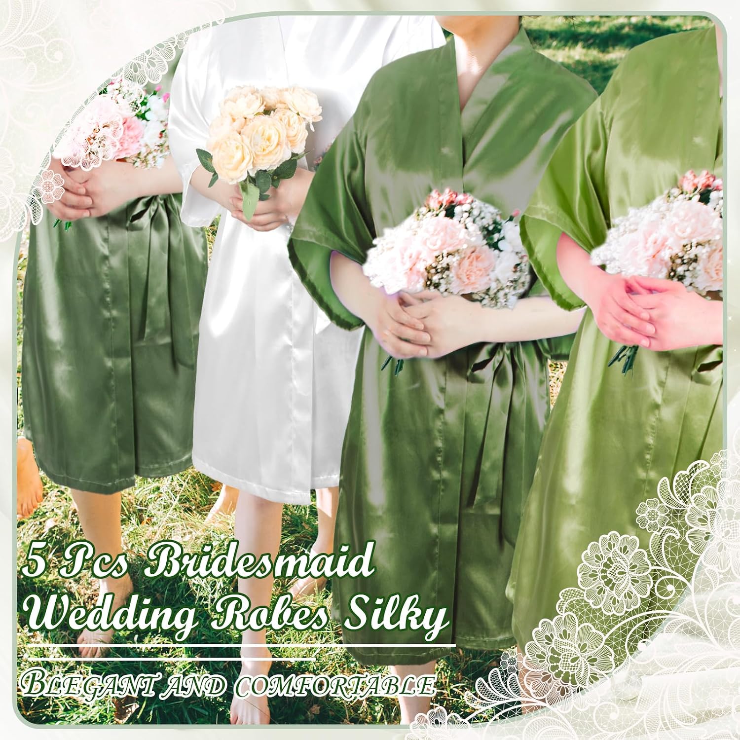 5 Pcs Bridesmaid Wedding Robes