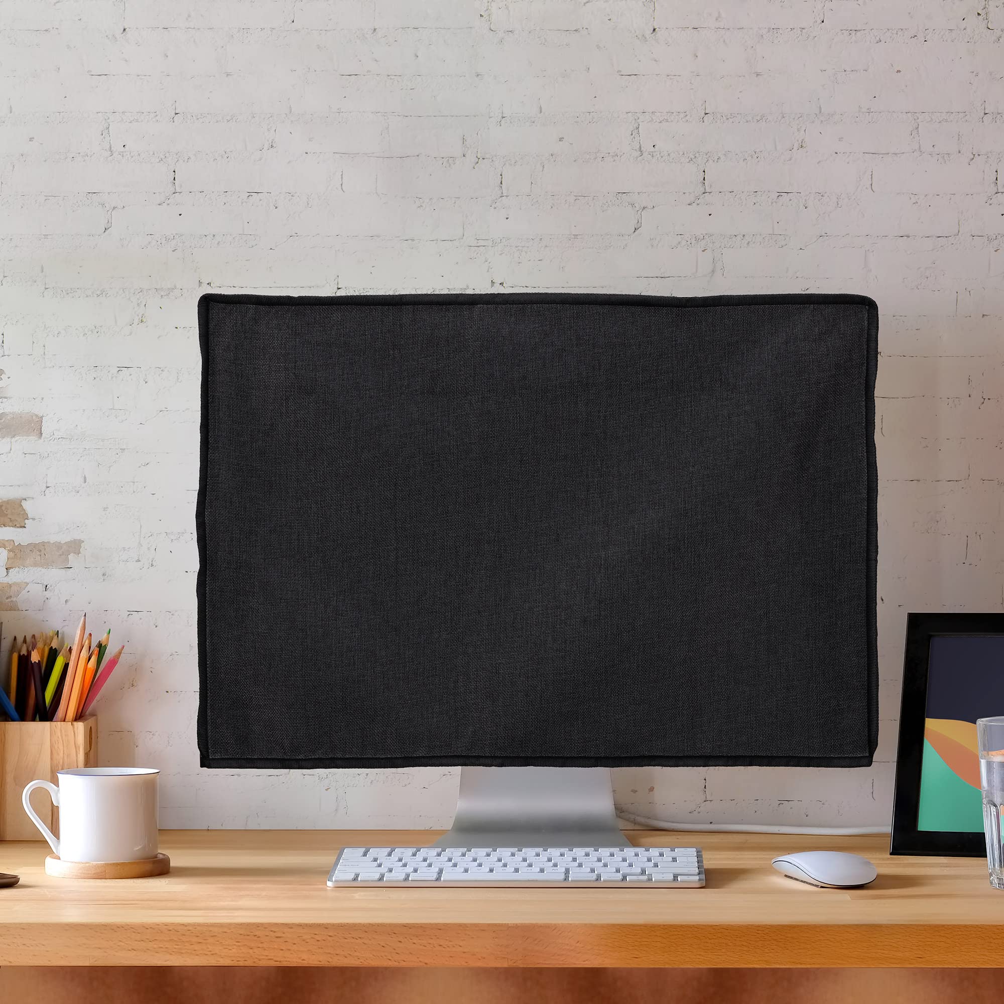 Housse Anti-Poussière Pour Écran PC 27-28 Pouces - Kwmobile - Protection Noire Avec Motif