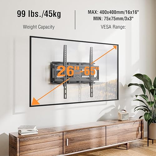 Miniatura 8 de ELIVED Soporte de pared para TV con certificación UL para la mayoría de televisores de 26 a 65 pulgadas, soporte de TV de movimiento completo con