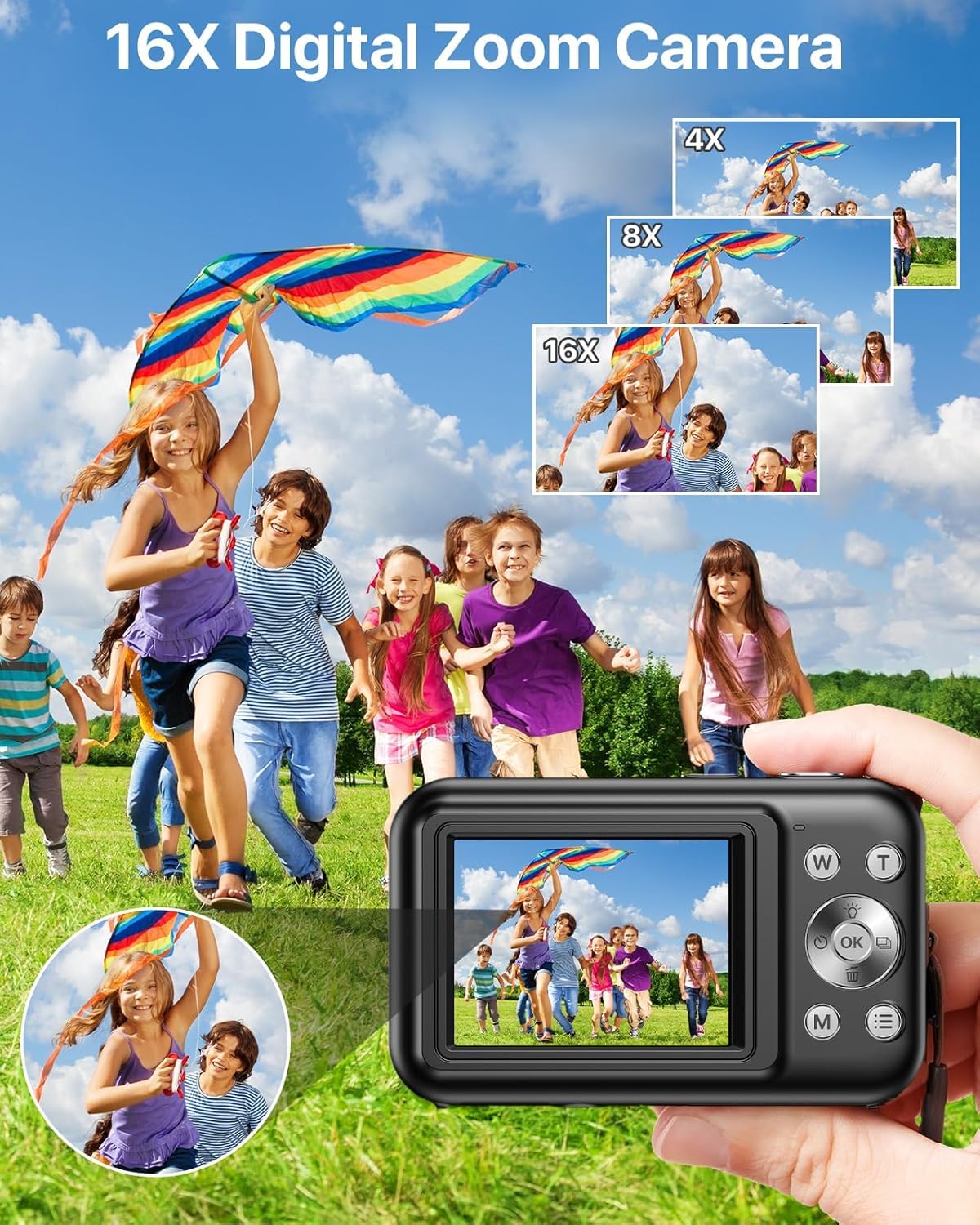 Fotocamera Digitale Full HD 1080P Fotocamera Compatta Da 44 Mp Schermo Lcd Da 24 Pollici Fotocamera Con Zoom Digitale 16x Videocamera~p221319532