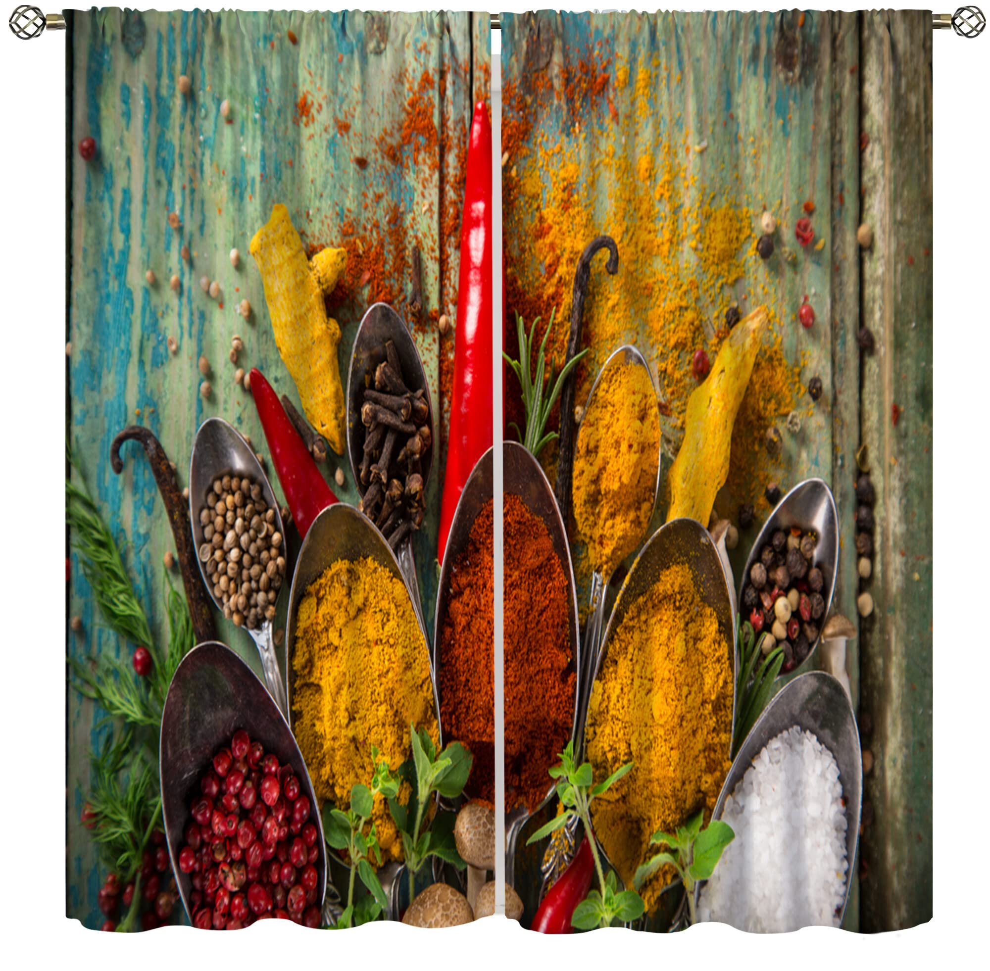 Spicy Curtains for Kitchen,Vegetable Fruit Country Style Curtains for Bedroom Farmhouse Decor,Cooking Theme Farm Drape 2 Panel Sets,63x63 Inch