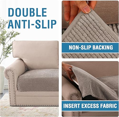 Miniatura 5 de H.VERSAILTEX Funda de felpilla de felpa para cama de perro, funda gruesa y suave para sofá de 3 cojines, funda antideslizante resistente al agua,