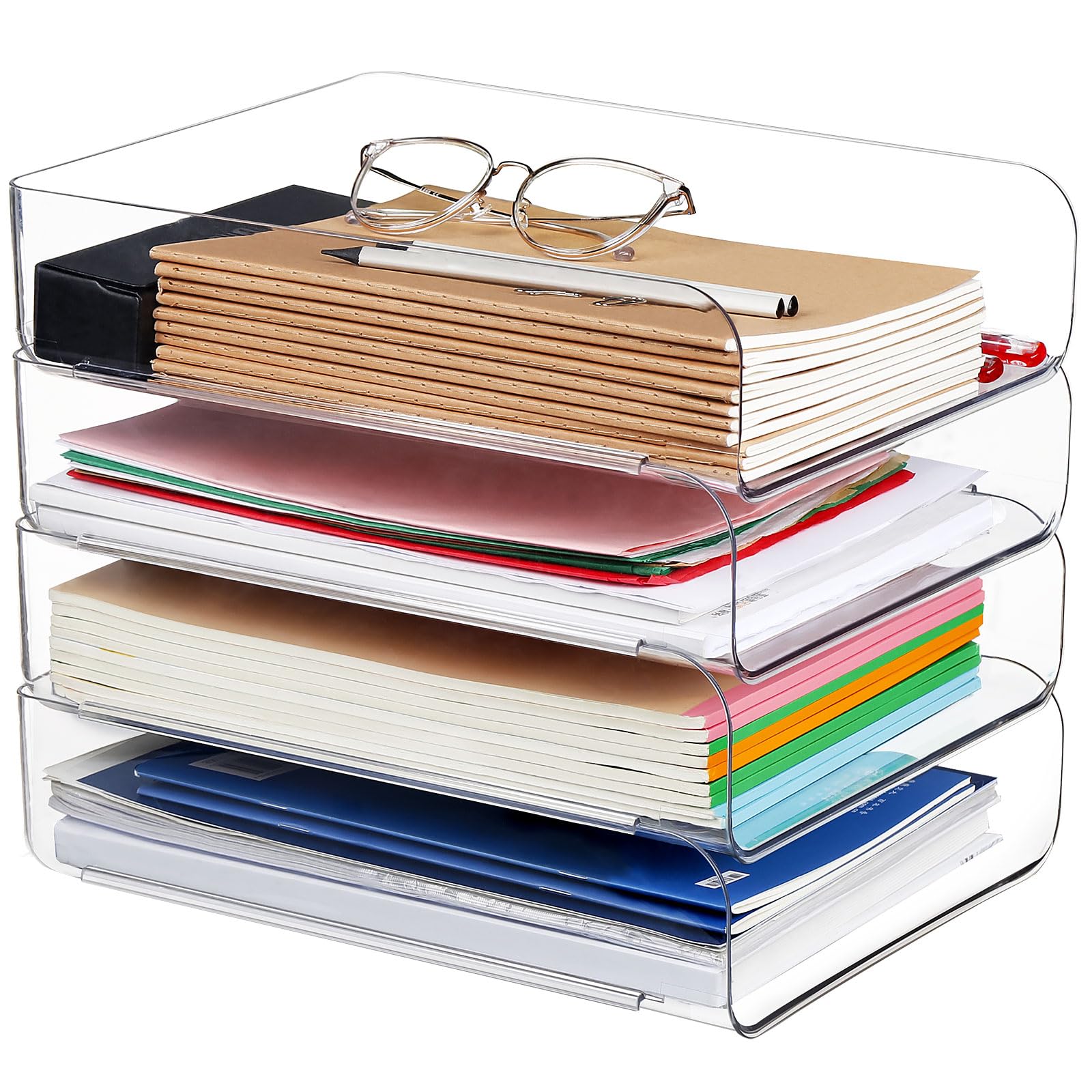 Sponsored Ad – Stackable Clear Paper Trays Holder - Purilit design Desktop Racks for Desk File Rack,Letter Tray,Accessories Tray for Desktop,A4 Paper Holder,Supplies,Magazine,File Documents,Receipts (Clear)