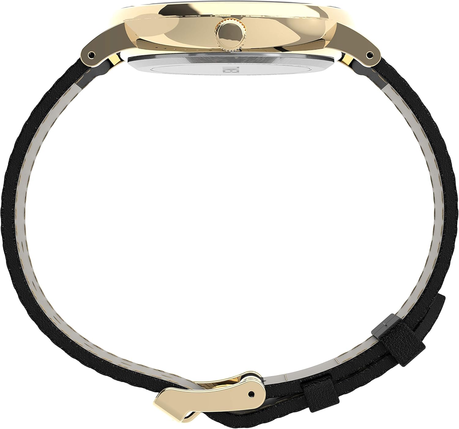 Timex Men's Southview 41mm Watch – Gold-Tone Case Black Dial with Black Leather Strap