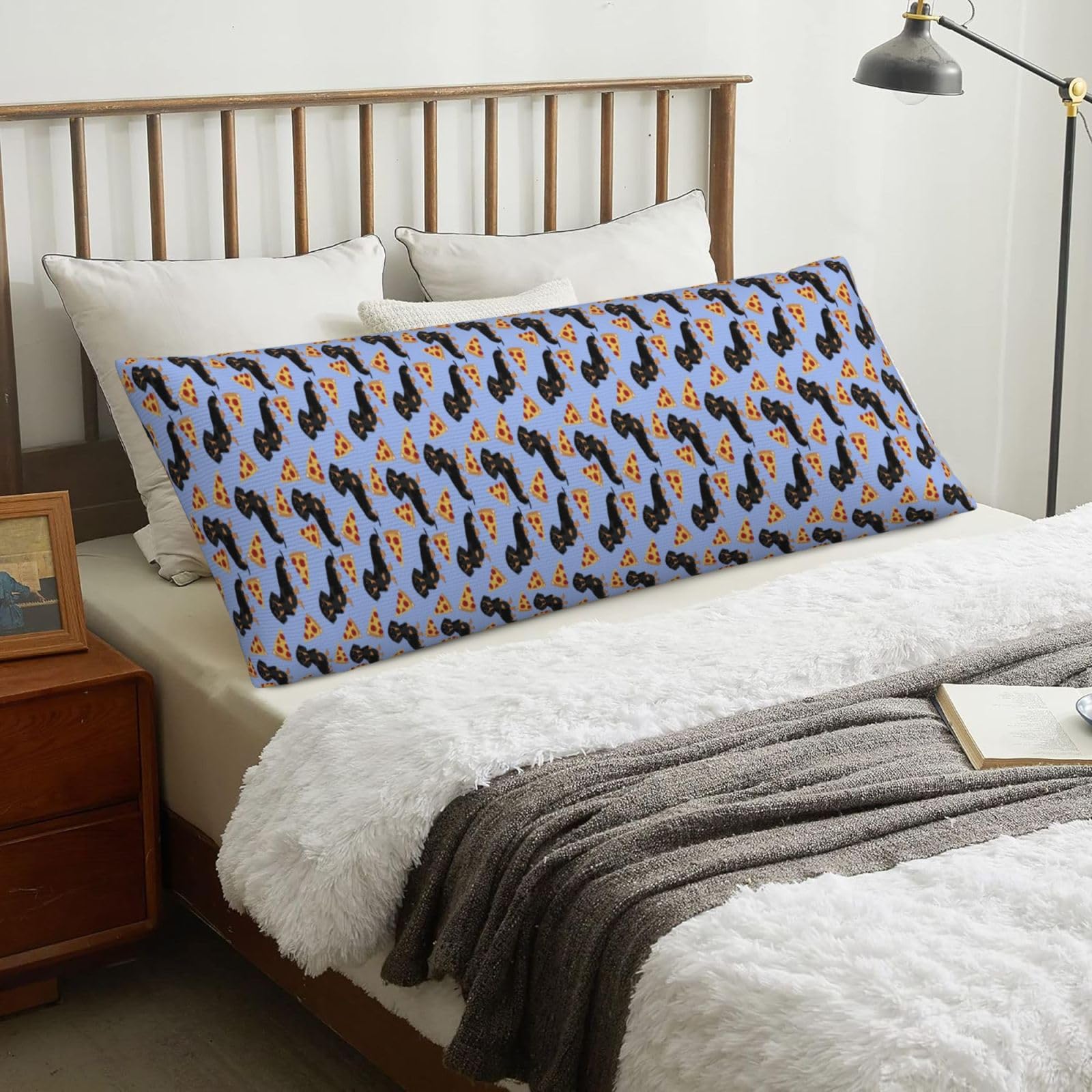 Pizza Food Dachshund Dog Cute, Body Pillow Cover with Zipper,Long Body Pillowcase 20 x 60 in