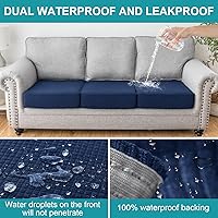 Vista 5 de LiveGo Funda de cojín para sofá de patio, impermeable, de repuesto, para muebles de patio, fundas de asiento de silla, protector suave y flexible