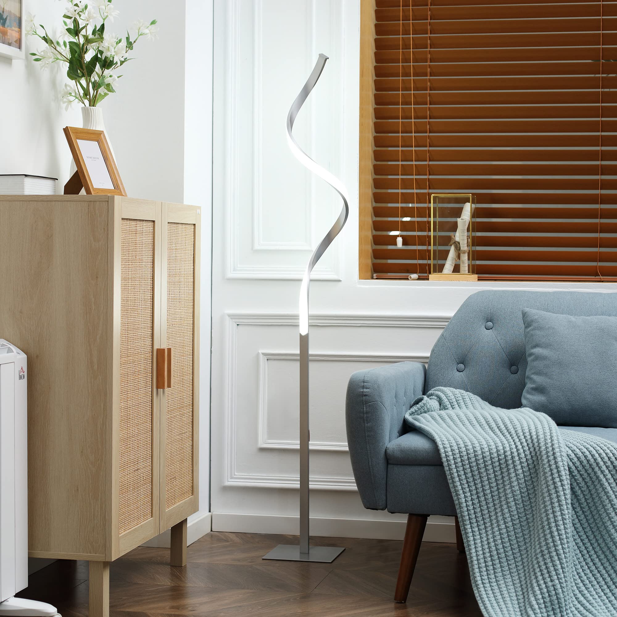 HOMCOM Dimmable Floor Lamp for Living Room 3 Adjustable Brightness Silver