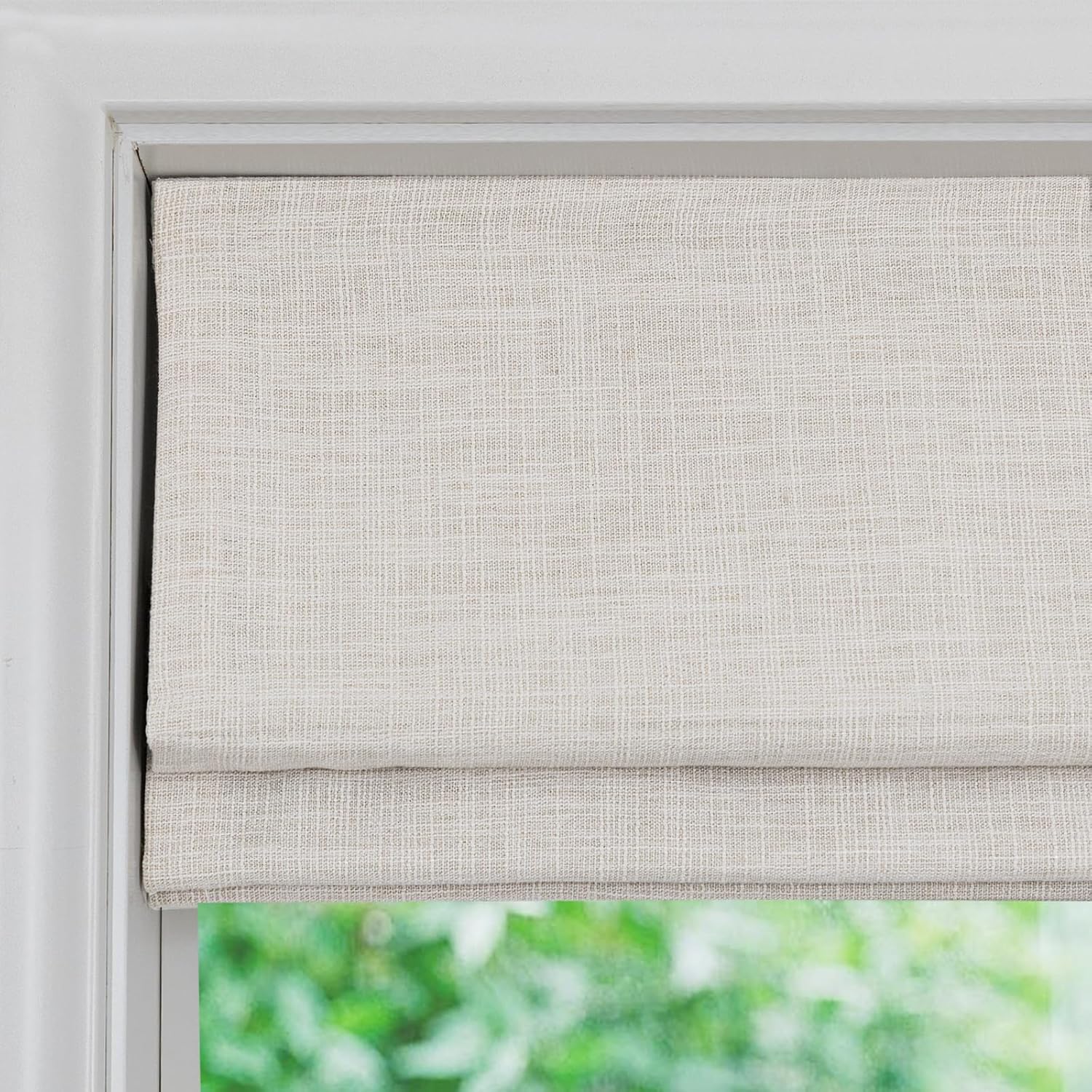 Artdix Cordless Roman Shades, Linen White Washable Fabric Blackout Cordless Roman Shades for Windows, Doors, Kitchen Windows, Easy to Install