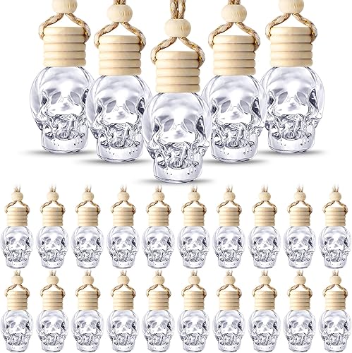 BBTO Ambientador colgante para coche, 50 unidades, botellas de perfume de vidrio vacías, difusor de botellas de ambientador para aceites esenciales,