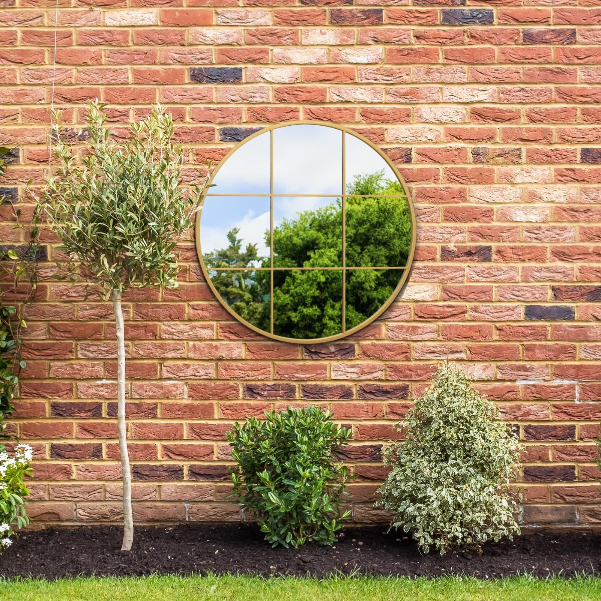 MirroroutletThe CirculusGold Metal Frame Round Window Garden Wall Mirror 31"x 31" (80 X 80 Cm) from B&Q