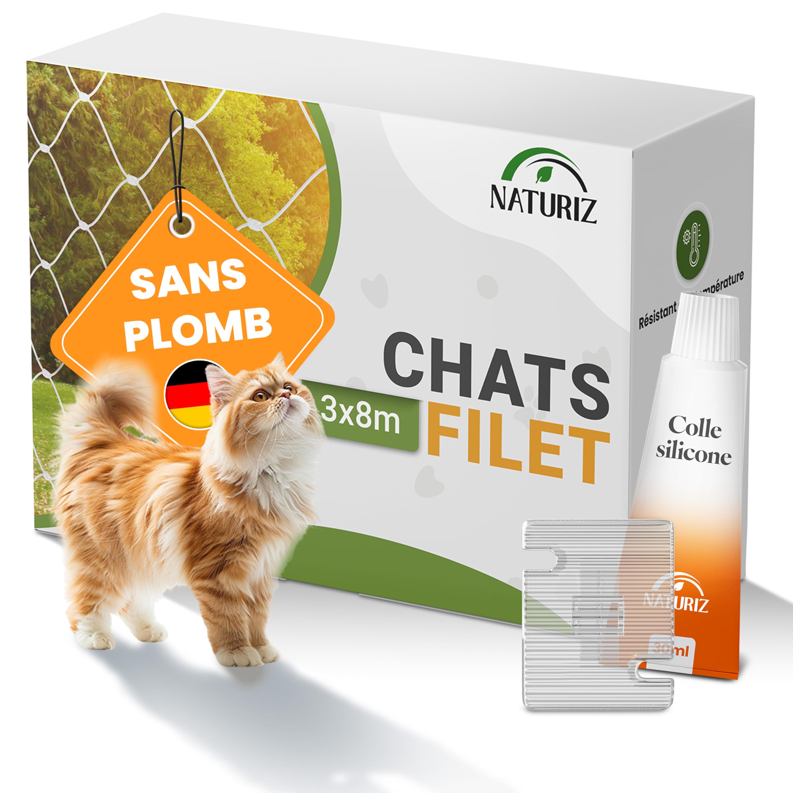 Filet de protection pour chat pour balcon et fenêtre transparent résistant avec colle silicone