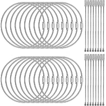 BESSEEK Stainless Steel Wire Keychains Aircraft Cable Key Ring String Wire Loop for Hanging Luggage Tags or ID Tags
