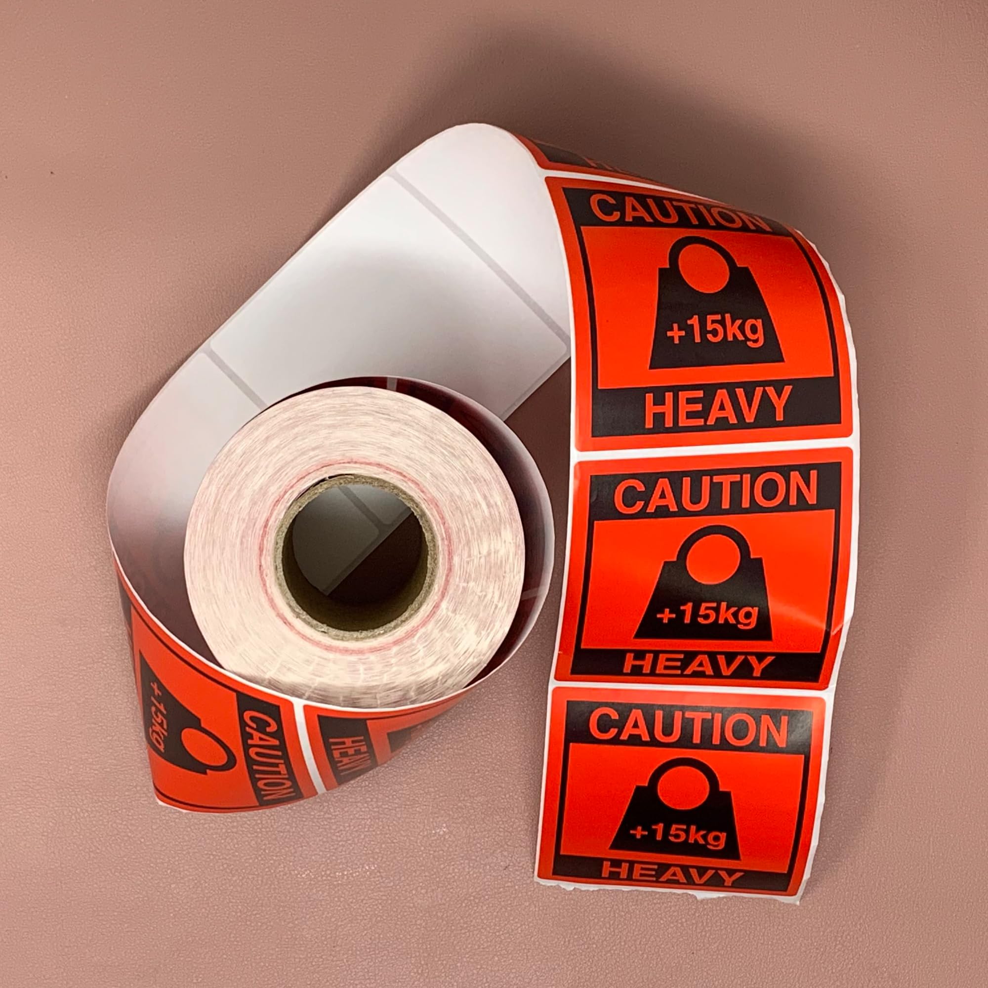 Package Caution Heavy Parcel Sticker Over 15kg 80x80mm 500 etichette di spedizione per rotoli etichette di avvertimento autoadesive rosso brillante adesivi per pacchi 5 rotoli 2500 adesivi