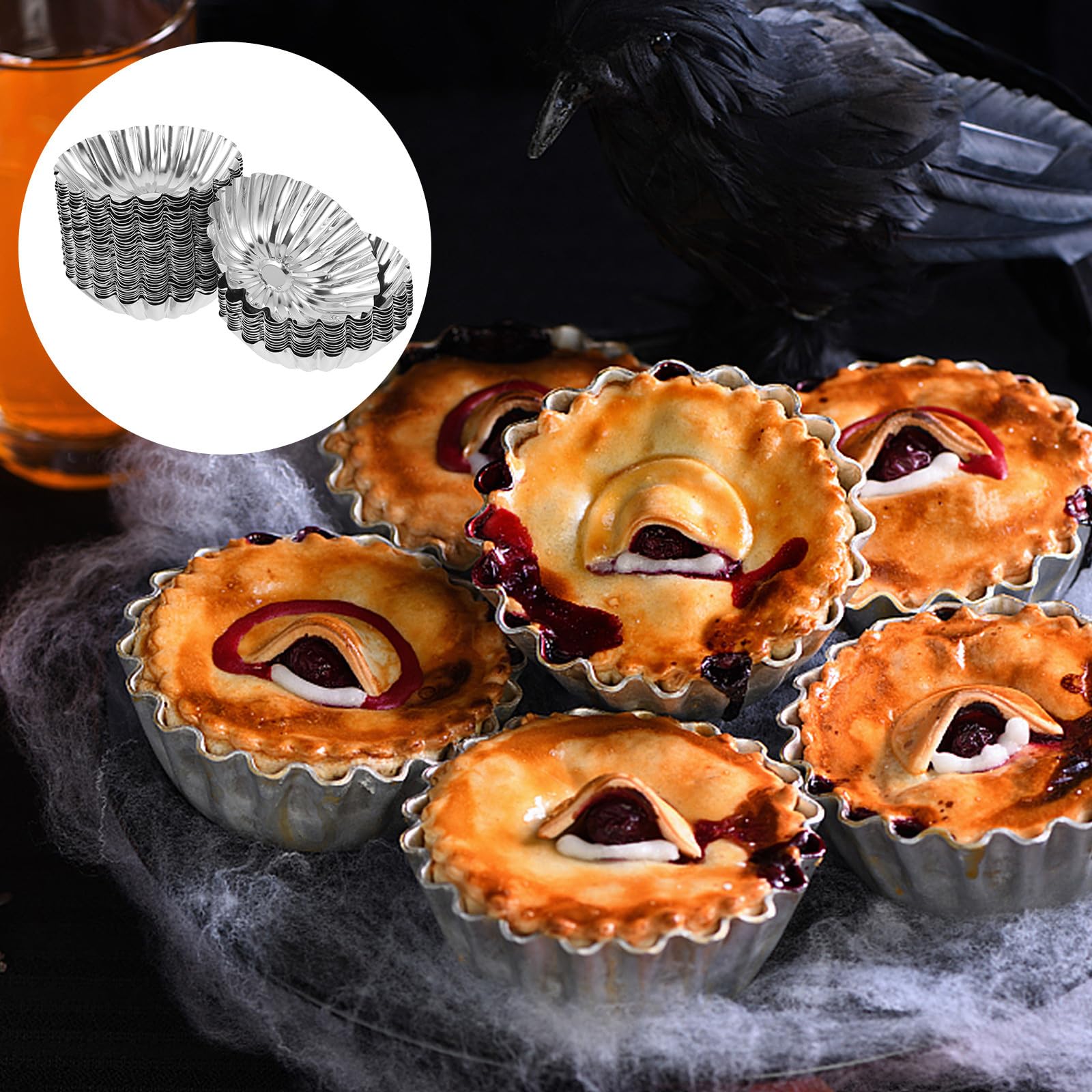 LABRIMP 50piezas Moldes De Acero Inoxidable Para Tartaletas De Huevo Reutilizables Creativos Para Hornear Tartas De Huevo Pudín y Muffins Casa