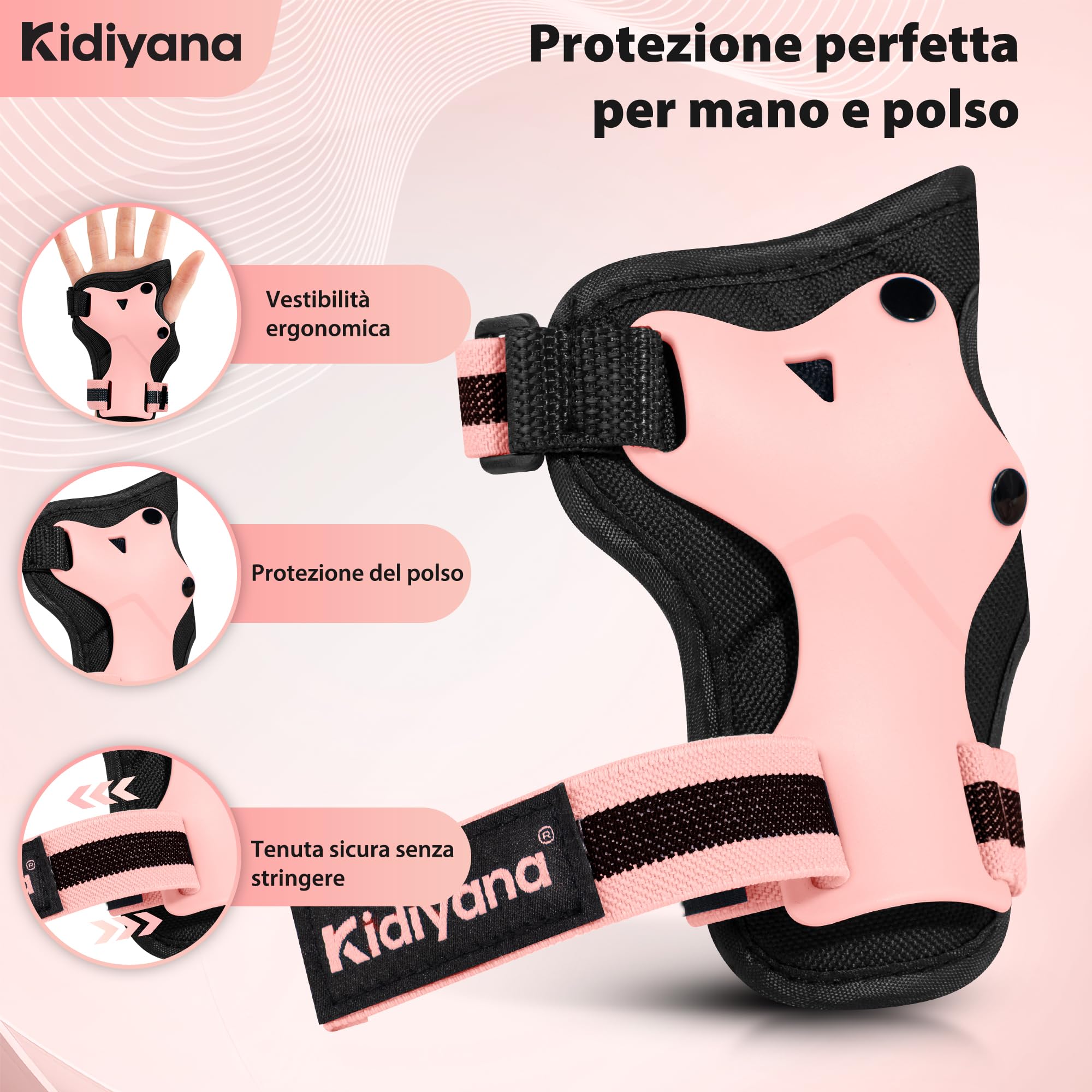 Set di protezioni bambini, ginocchiere, gomitiere e polsini, attrezzatura protettiva per scooter, pattini in linea, skateboard e bicicletta, traspirante, leggero, S (2-6 anni), M (6-14 anni)