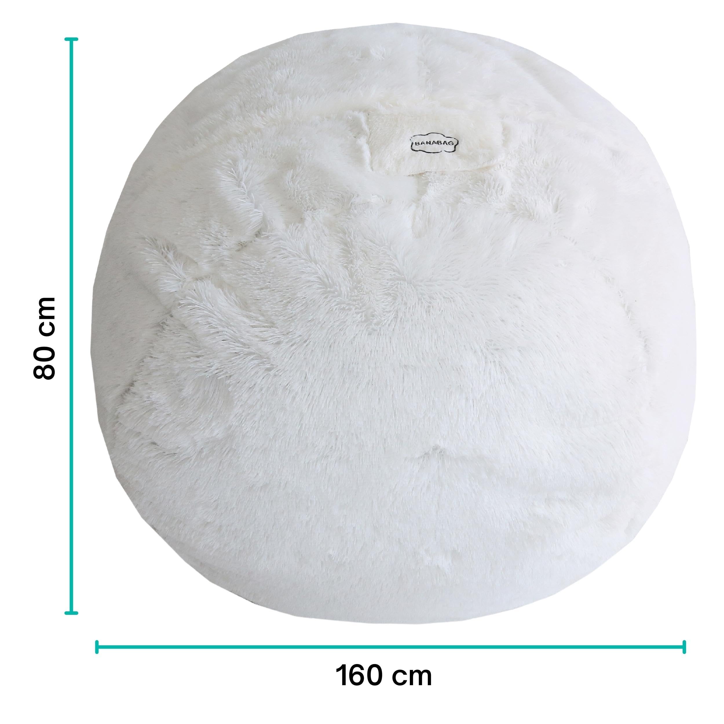 bananair - Sitzsack XXL mit Füllung für Erwachsene - Ultra Weich und Bequem mit Schaumstoff Füllung - Maschinenwaschbarer Bezug - Giant Bean Bag Chair, Sofa, Bed, Couch (160 cm, Weiß)