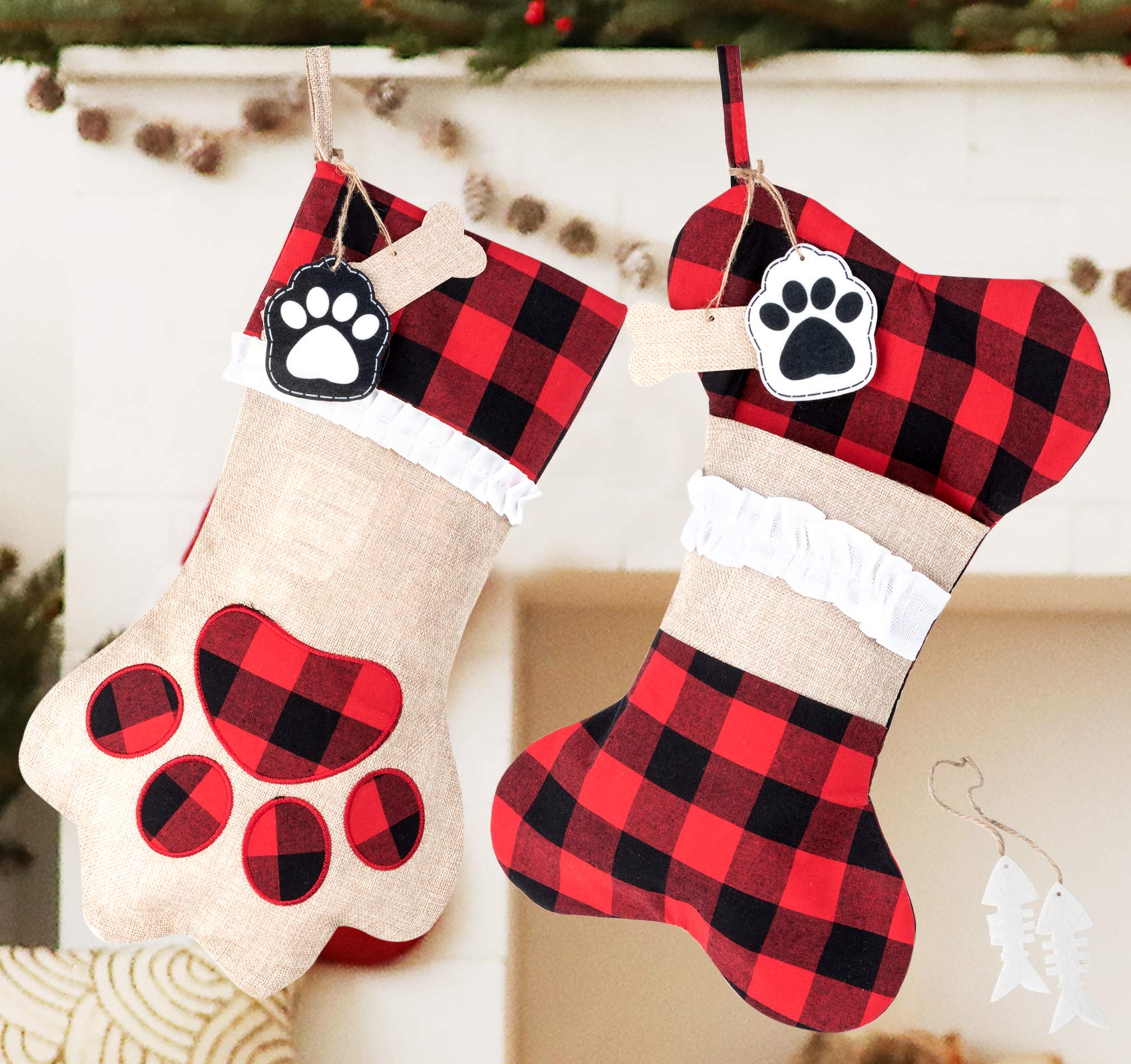 Amazon.co.jp: ABSOFINE ペットクリスマスストッキング 犬 猫 足 18