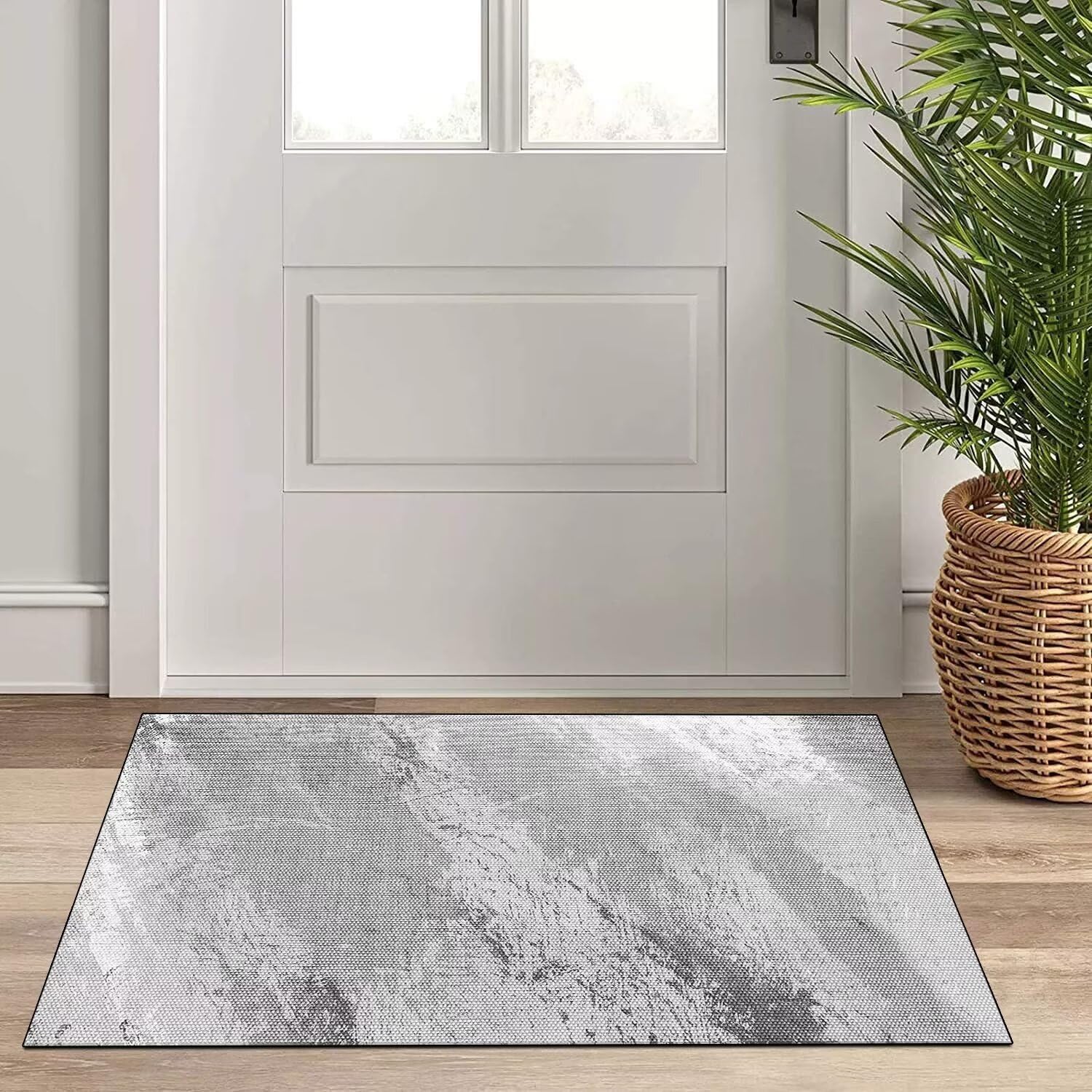 Läufer Teppich Flur Küche Grauer Teppich rutschfest 120x450cm Küchenläufer Teppichmatten Waschbar Korridor Teppichläufer Küchenteppich Schlafzimmer Esszimmer Polyester Meterware Anpassbar