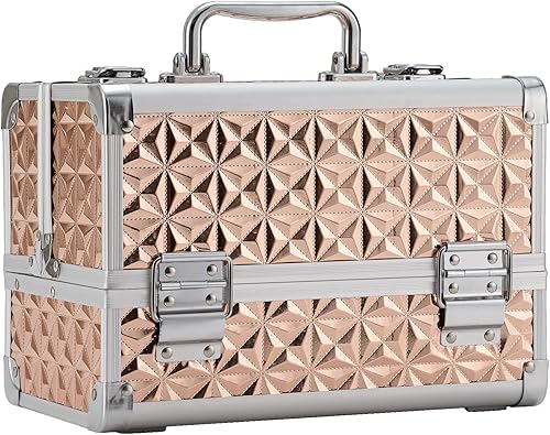 Leeora&Leekoo Estuche de maquillaje con espejo iluminado, organizador portátil de caja de maquillaje (oro rosa)