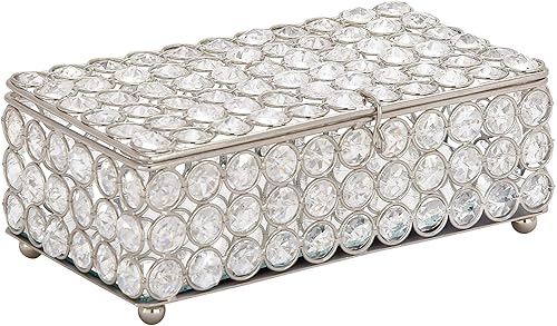 Miniatura 6 de Deco 79 Glam - Joyero rectangular de metal, 8 x 4 x 3 pulgadas, color plateado