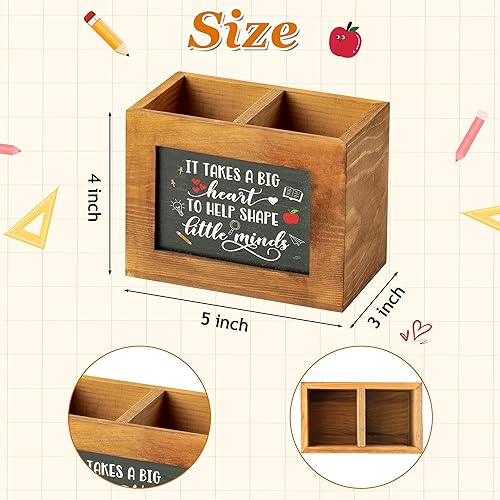 Miniatura 2 de MALLMALL6 Regalos de agradecimiento para profesores, soporte para lápices con forma de lápiz para profesores, organizador de escritorio de madera,