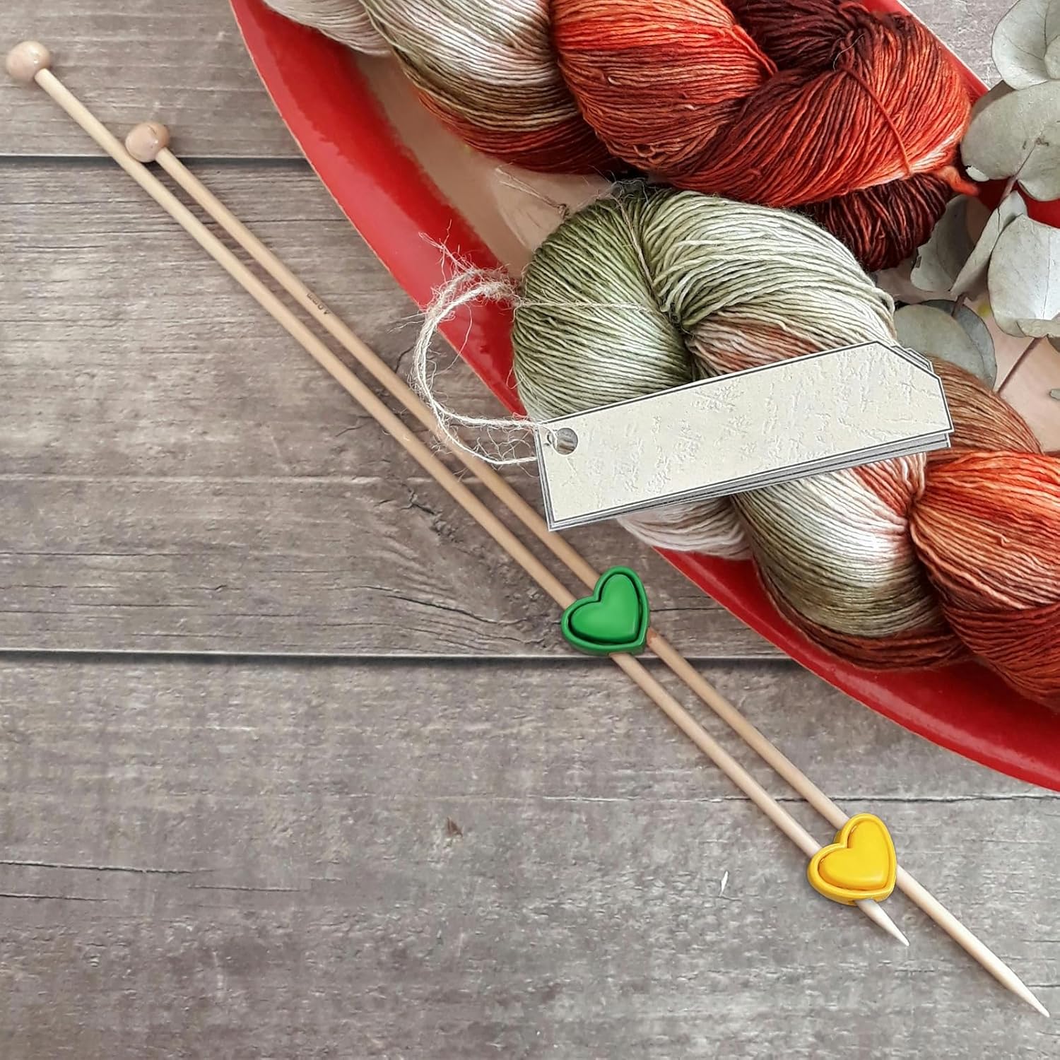 20PCS Knitting Needle Stoppers Heart Plastic Cord Locks Double Hole Needle Point Protectors Locks Spring Toggle Stopper Knitting Accessories for Hand DIY Supplies - Image 3