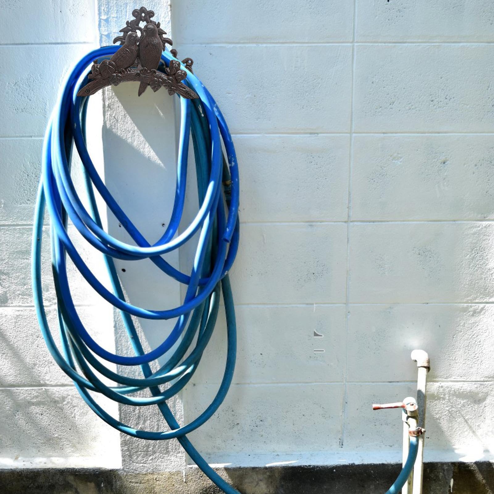 Thothers pour tuyaux d'arrosage | Râteau de tuyau mural en fonte | Crochet de rangement extérieur de style | Organisateur d'eau de conception européenne | Montage lourd