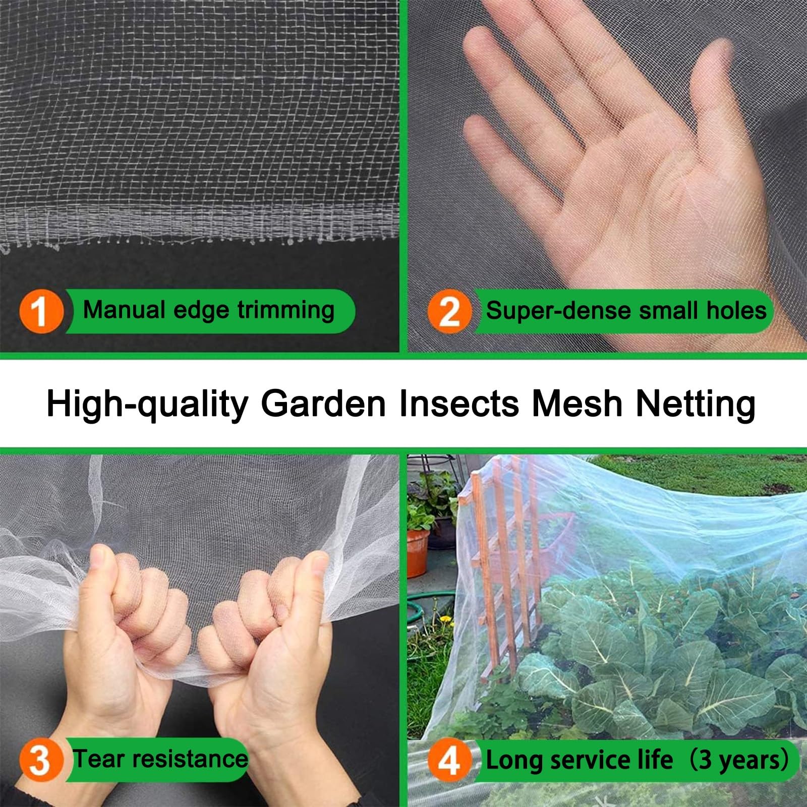 Filet tunnel de jardin de qualité supérieure 4 x 30 m – Maille lourde anti-ct pour serre vétérinaire, protection contre les moustiques et les plantes, idéal pour les poules et les semis.