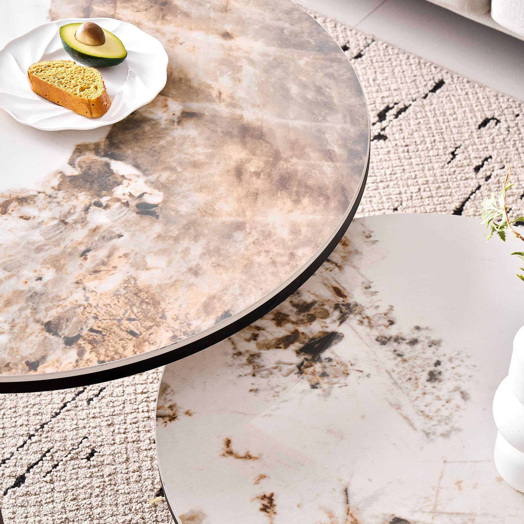 Salontafel Set Taupe Keramiek 90 70 cm Kopen