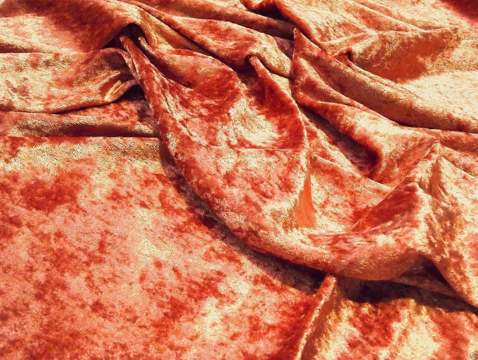 Crushed Velvet Velour Fabric Material - Rust, 1Mtr - 150cmx100cm