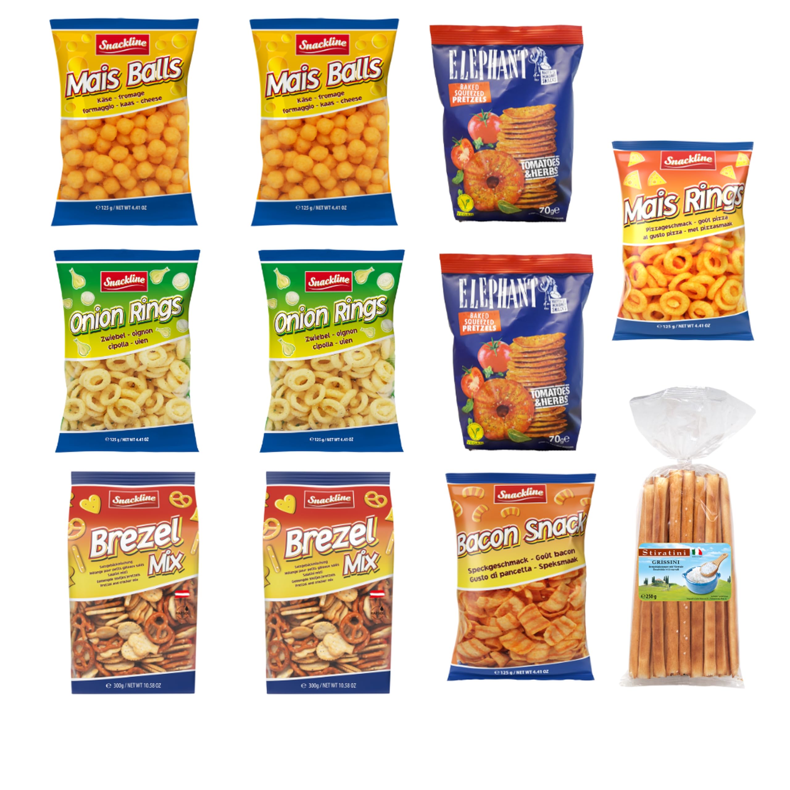 XXL Snack Box | Party Mix | Knuspriger Knabbermix | Für Filmabende, Feier, Geburtstagsfest, Grill Party | Karneval |11 Packungen Knabbergebäck