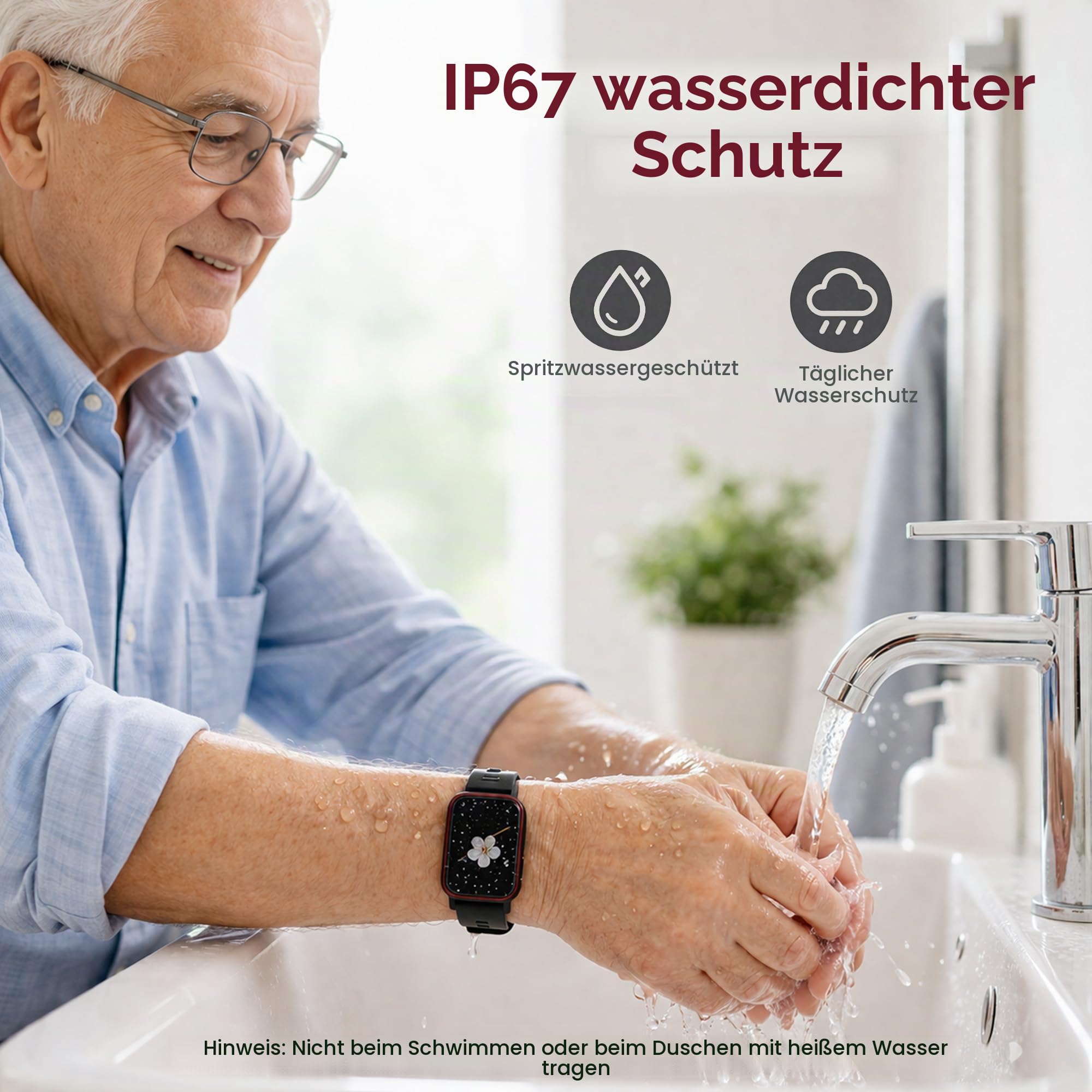 4G Senioren Smartwatch mit SOS Notruf, Sturzerkennung, Videoanruf und GPS Ortung in Echtzeit, GPS Uhr für Senioren, SIM Karte Erforderlich (Rot)