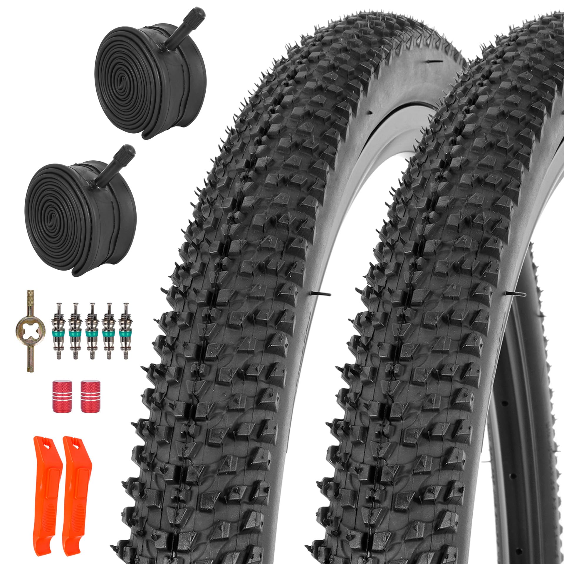 RUHUO 2-Pack 26 x 1.95 Bike Tires & Tubes, 26 Inch Mountain Bike Tires Set, Folding Replacement Bicycle Tires with Tire Levers for Off-Road Bike