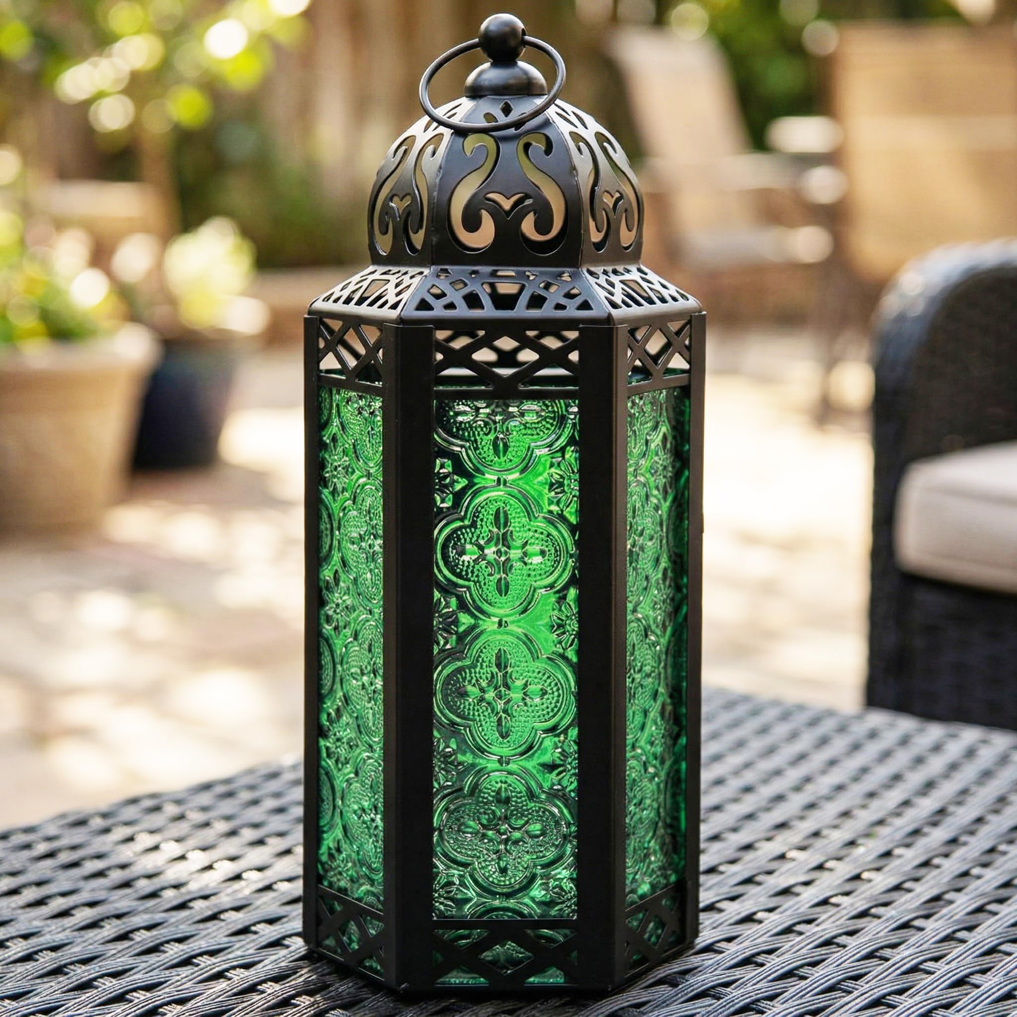 Lanterne in stile marocchino, metallo, Green, medium