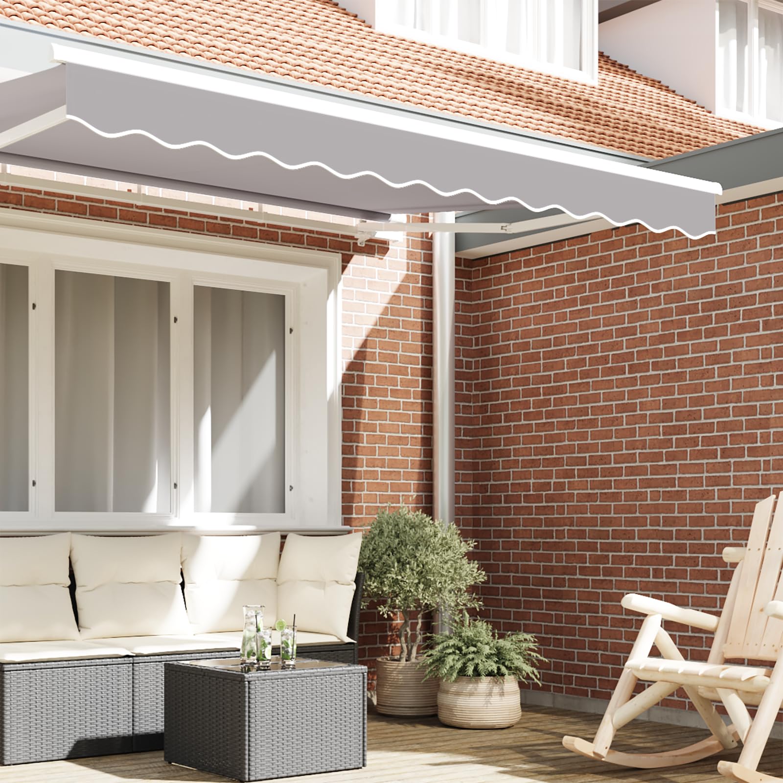 Tomostar Tissu de Remplacement de Cantonnière d’auvent, Lambrequin pour Store Toile de Remplacement Bandeau Banderole Store Banne Cadre de 3 m Gris Clair 2,8x0,2 m